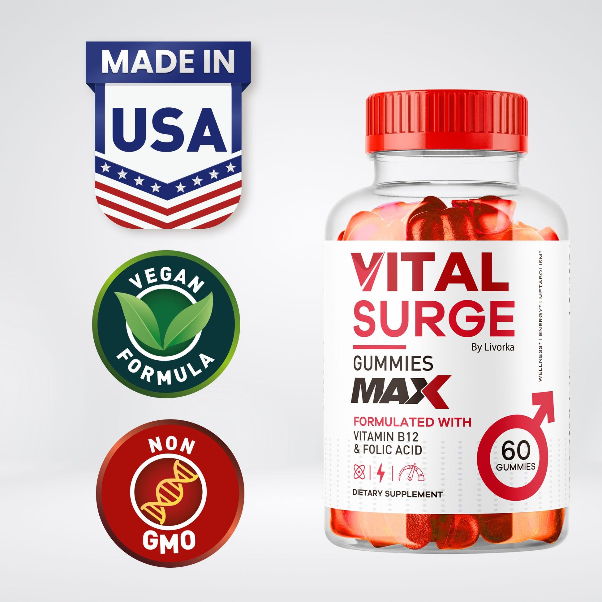 (2 Pack) Vital Surge - Vital Surge for Men, Max Maximum Strength 1050 MG, VitalSurge Supplement Support Gummy Advanced Formula, Premium Vitamin Gomitas (120 Gummies) LIVORKA buy supplements canada