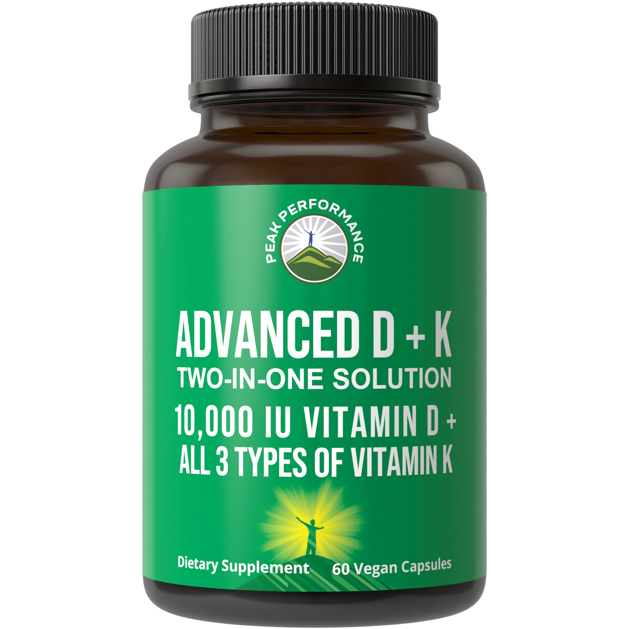 Peak Performance Advanced Vitamin D 10000 IU with All 3 Types of Vitamin K - 10,000 Vitamin D3 and Vitamin K2, K1, MK-7 (MK7), MK4 Capsules Supplement - 60 Small and Easy to Swallow Pills Peak Performance buy supplements canada