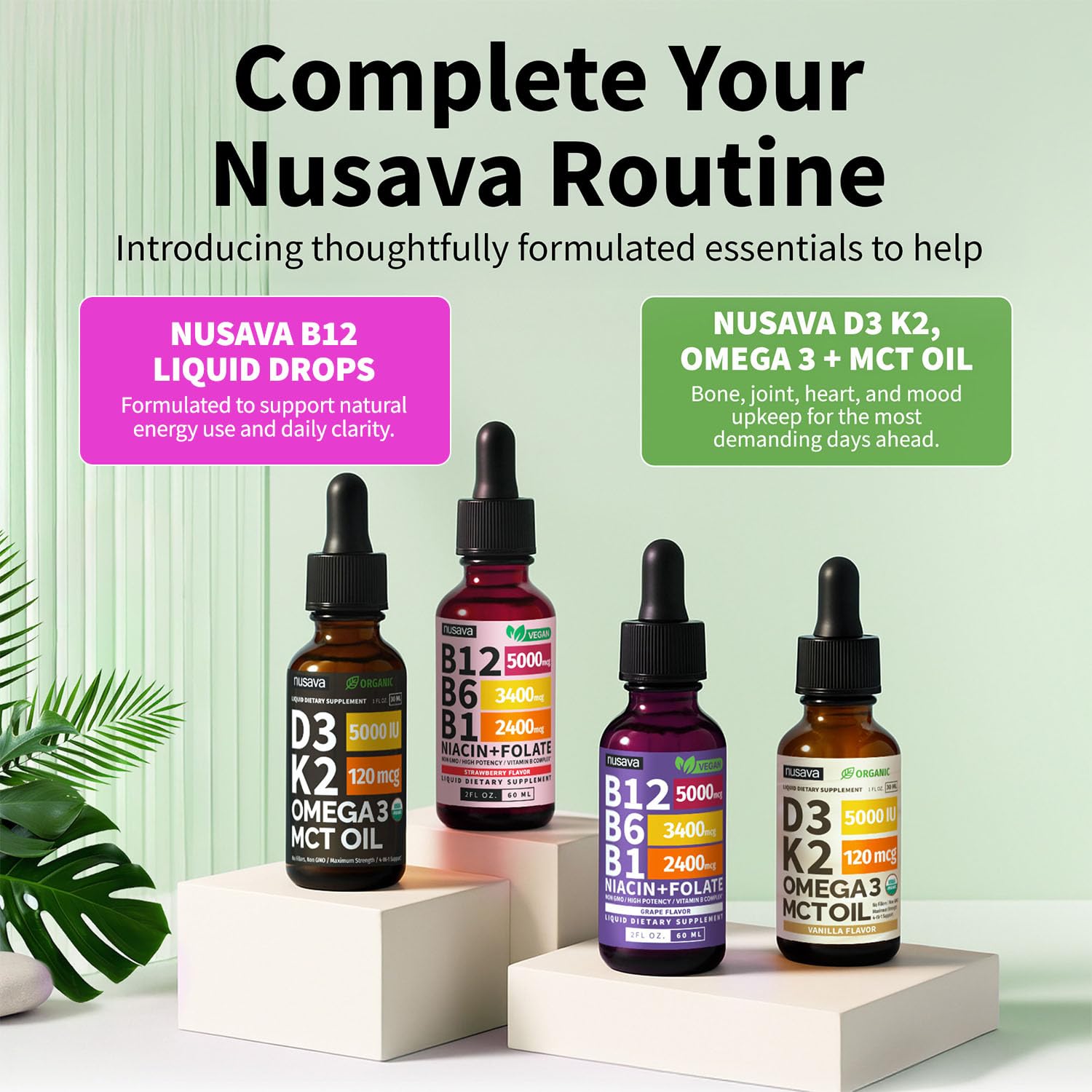 (2 Pack) Vitamin B12 and B6 Liquid Drops, B12 Sublingual Vitamin B Complex - B 12 Vitamin 5000mcg - B12 Methylcobalamin for Energy, Brain, and Heart Support NUSAVA buy supplements canada
