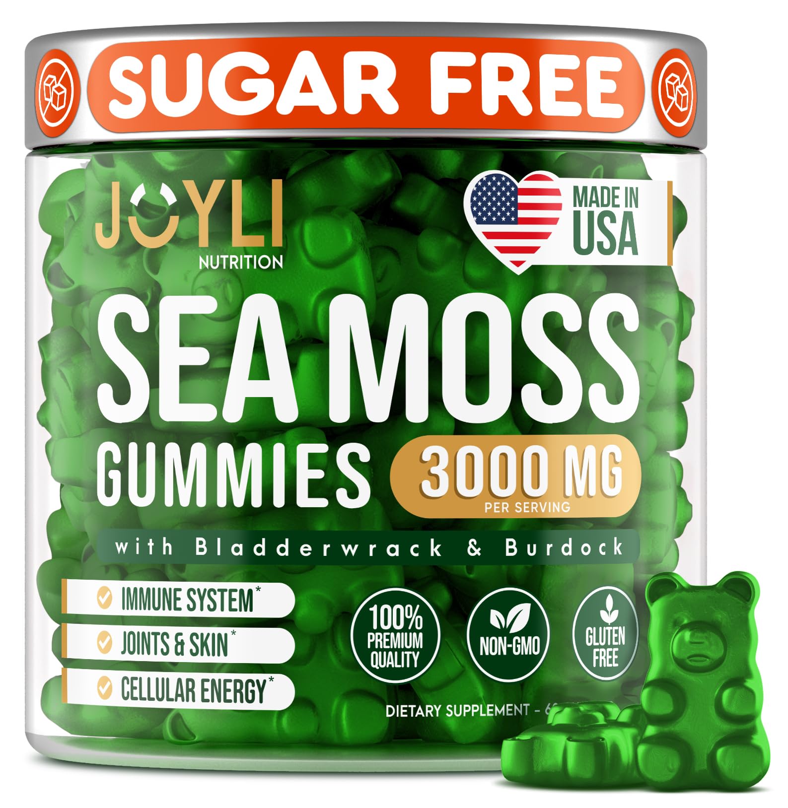Sea Moss Gummies - Irish Seamoss Gummies for Adults & Kids - Advanced Superfood Supplement with Natural Sea Moss Gel, Bladderwrack & Burdock Root Extract - 60 Vegan Irish Moss Gummy Bears JOYLI Nutrition buy supplements canada