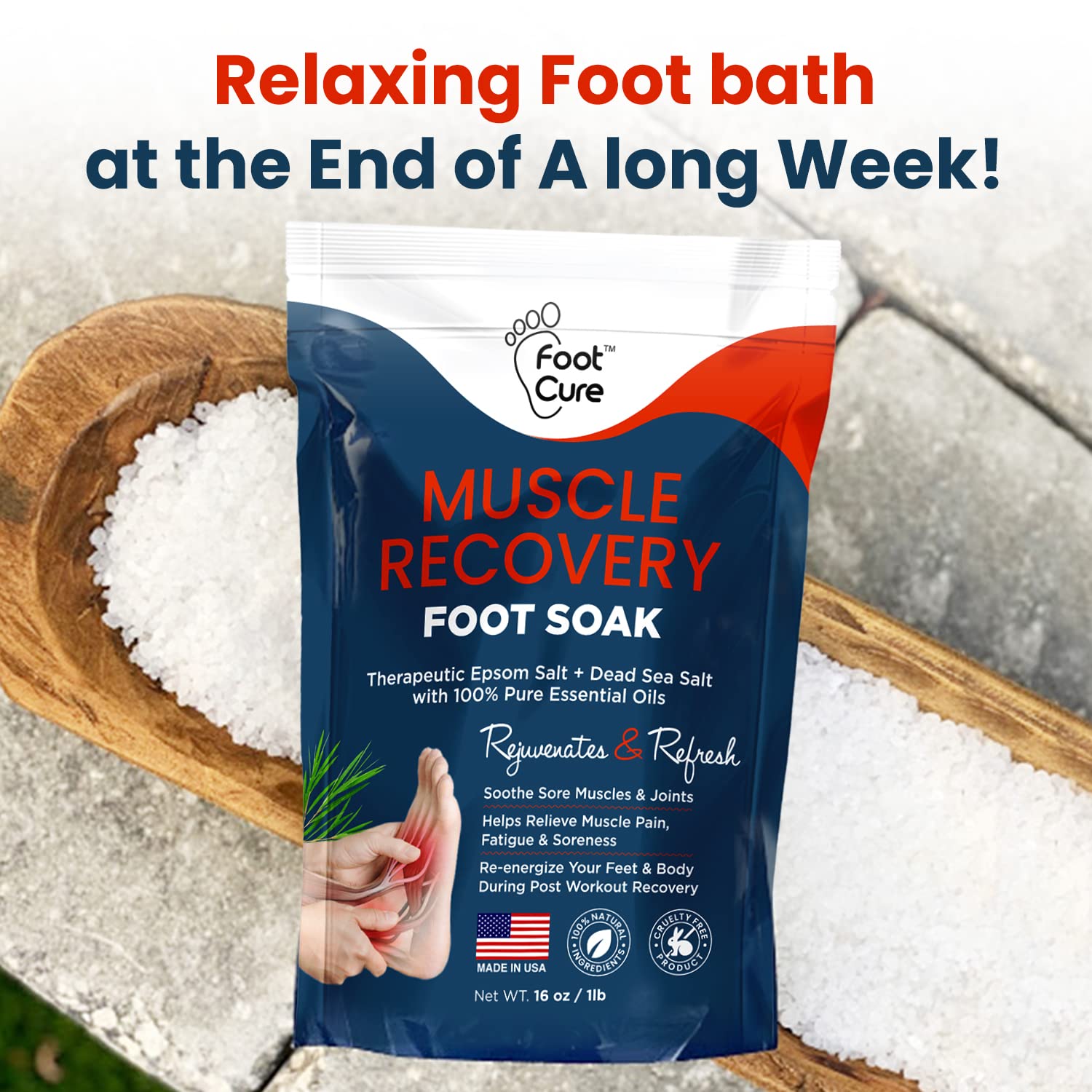 Muscle Relief Foot Soak with Epsom Salts - All Natural Salts for Post Workout Recovery FOOT CURE buy supplements canada