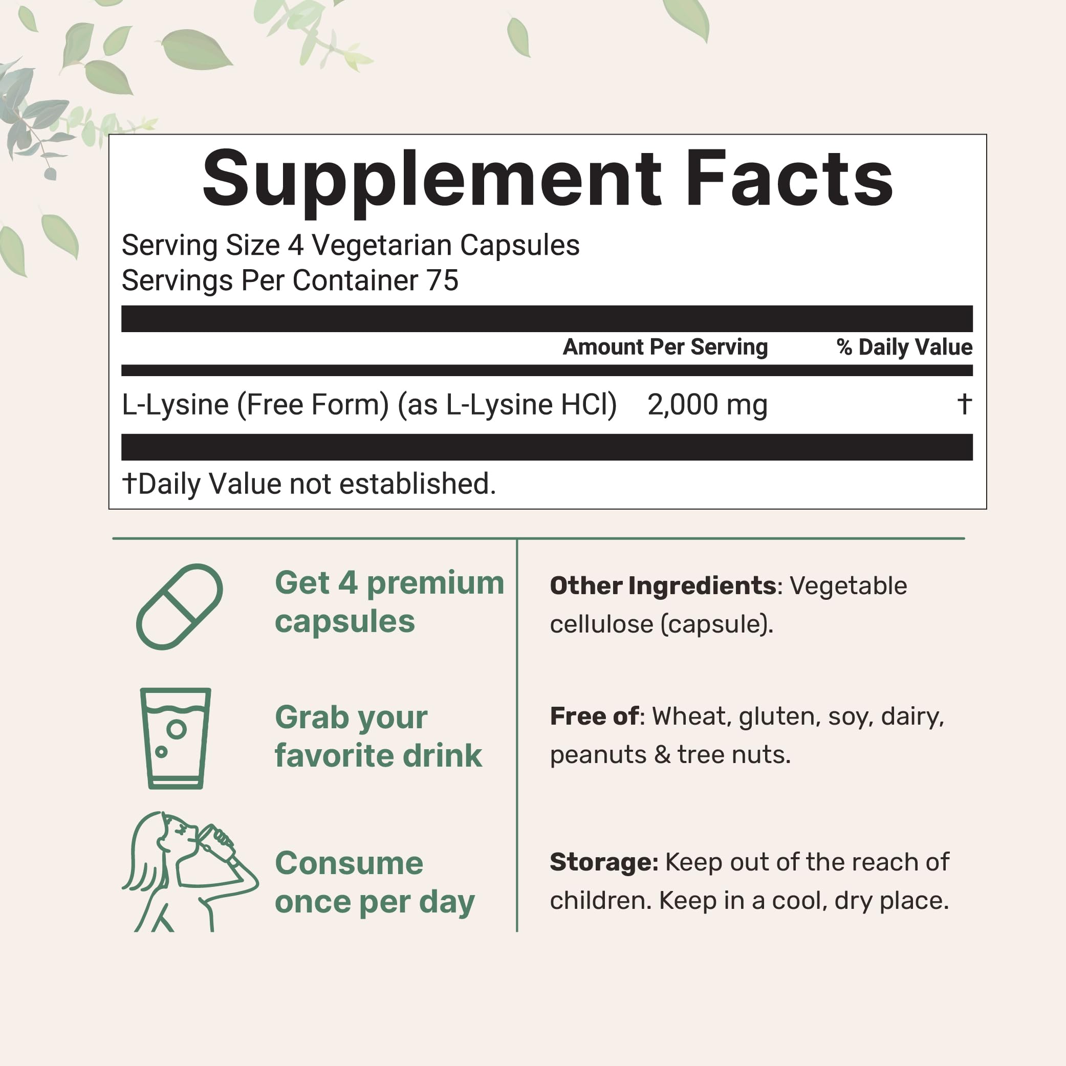Pure L-Lysine 2,000mg, 300 Veggie Capsules | Maximum Potency, Easily Absorbed, Free Form | Essential Amino Acid for Collagen, Lip, & Immune Support Micro Ingredients buy supplements canada