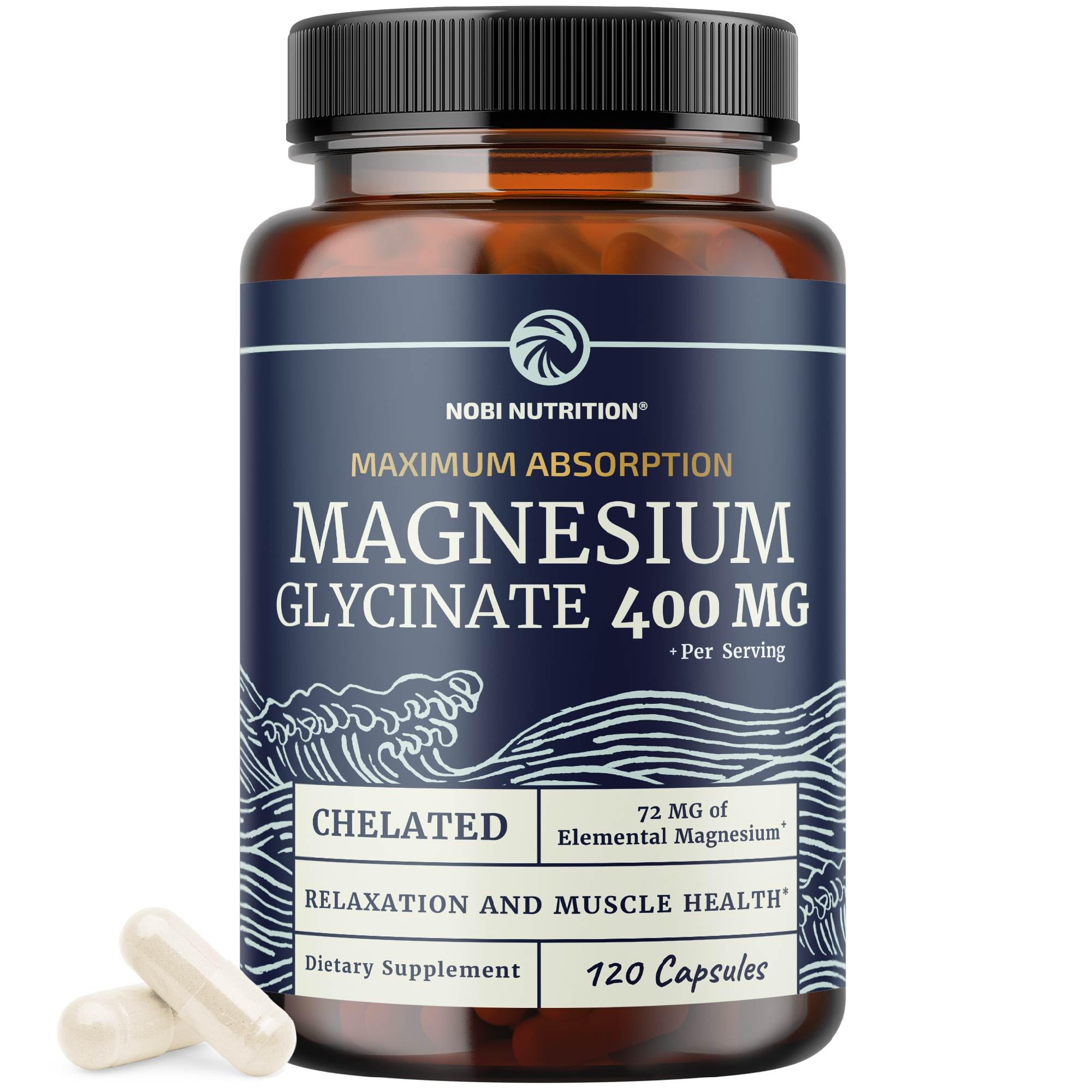 Magnesium Glycinate 400mg | High Absorption Formula for Sleep, Calm, Muscle Relaxation, Heart, Bone & Nerve Support for Women & Men | Chelated Magnesium Glycinate Supplement | 120 Ct (2 Month Supply) Nobi Nutrition buy supplements canada