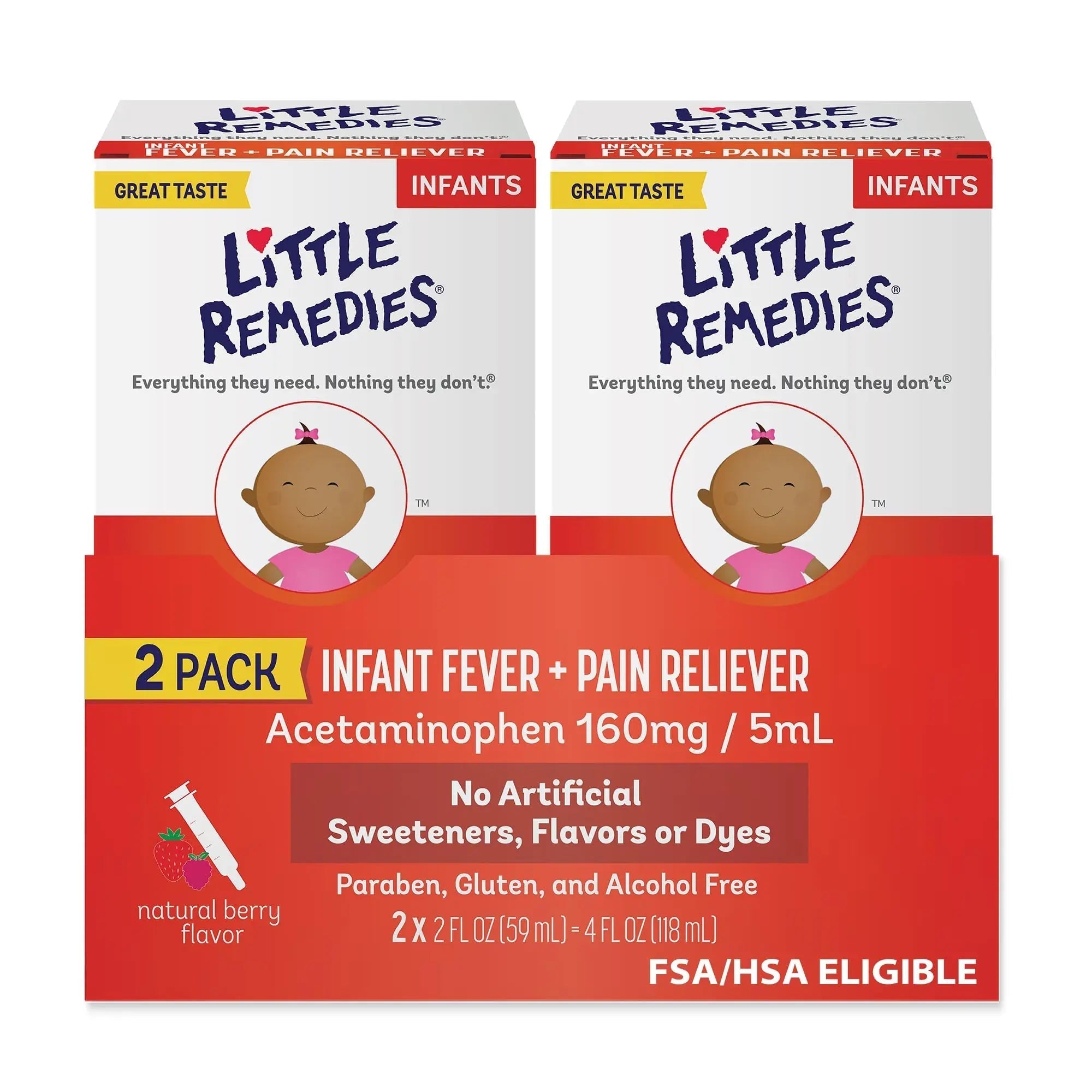 Little Remedies Infant Fever & Pain Reliever with Acetaminophen, Baby Medicine with No Artificial Sweeteners, Flavors or Dyes, Natural Berry Flavor, 2 Fl Oz, Pack of 2 Little Remedies buy supplements canada