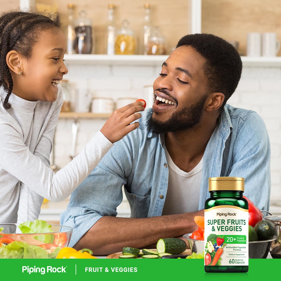 Piping Rock Fruits and Veggies Supplement | 60 Capsules | Superfood Fruit and Vegetables Vitamins | with Prebiotic Blend | Vegetarian Formula | Non-GMO, Gluten Free Piping Rock buy supplements canada