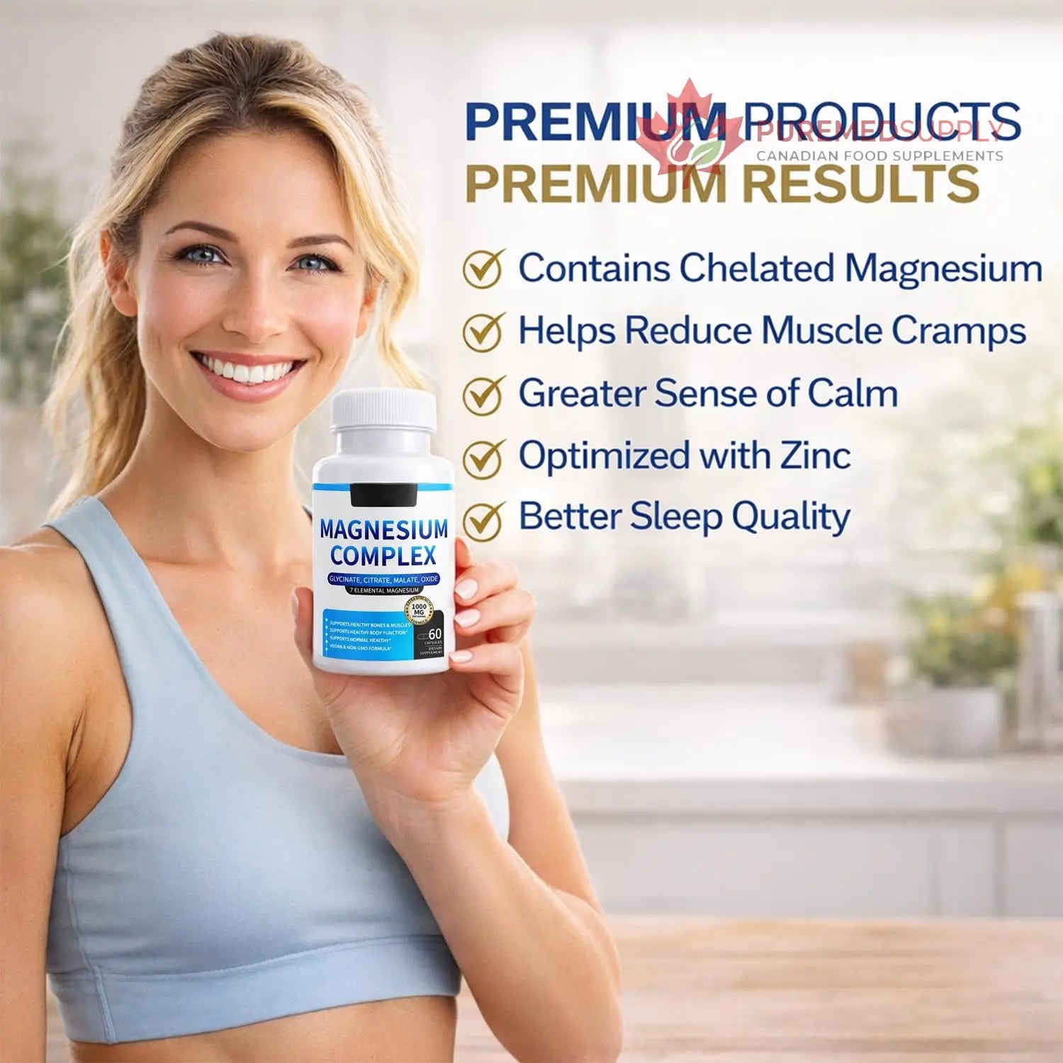 Magnesium Complex for Women & Men 1000mg — 7-in-1 Magnesium (Glycinate, Citrate & Malate) for Sleep Support, Stress Relief, Muscle Recovery — Vegan, 60 Capsules ElixAid buy supplements canada