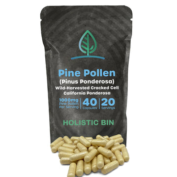 Holistic Bin Pine Pollen Capsules 500mg (Pinus Ponderosa) - Wild Harvested California Ponderosa Pine Pollen Powder - Olympic Grade - Organic, Non-GMO, No Fillers - 30 Day Supply (40 Capsules) Holistic Bin buy supplements canada