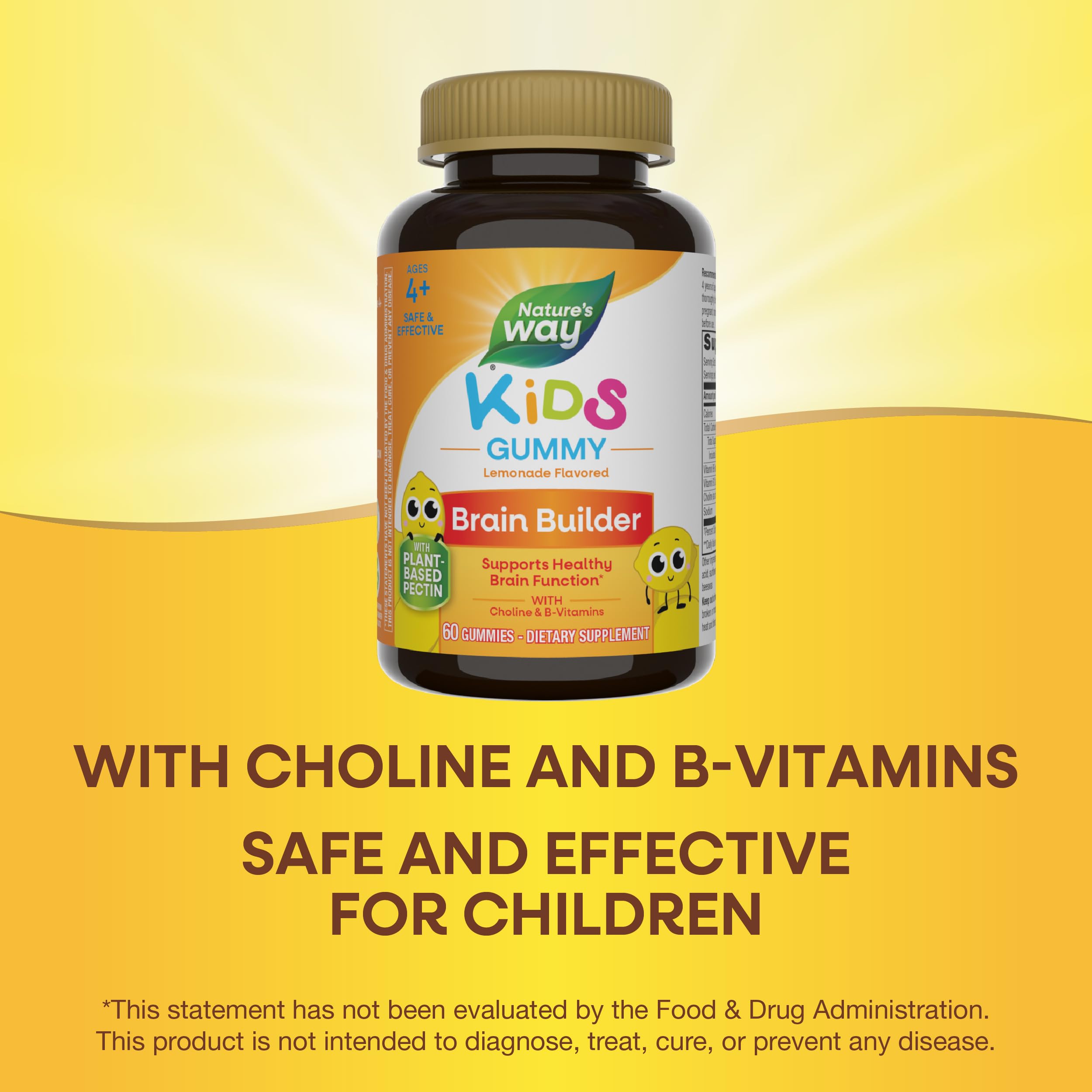 Nature's Way Kids Brain Supplement Gummies, Supports Healthy Brain Function*, Lemonade Flavored, 60 Gummies Nature's Way buy supplements canada