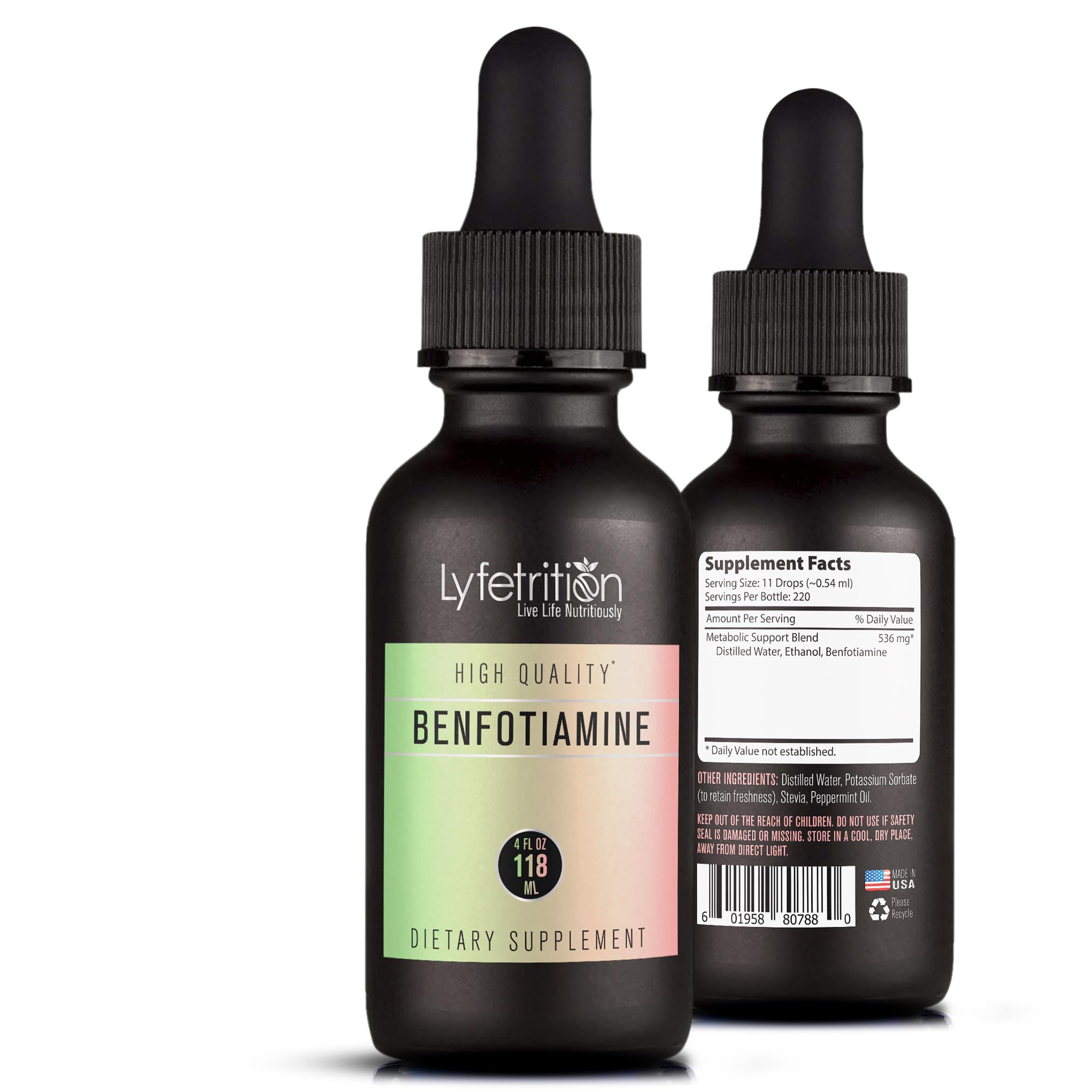 Lyfetrition Benfotiamine 118 ml, 4 FL Oz Liquid, 220 Servings, Made in USA, Quick Absorption, Potent Ingredients, Non-GMO Lyfetrition buy supplements canada