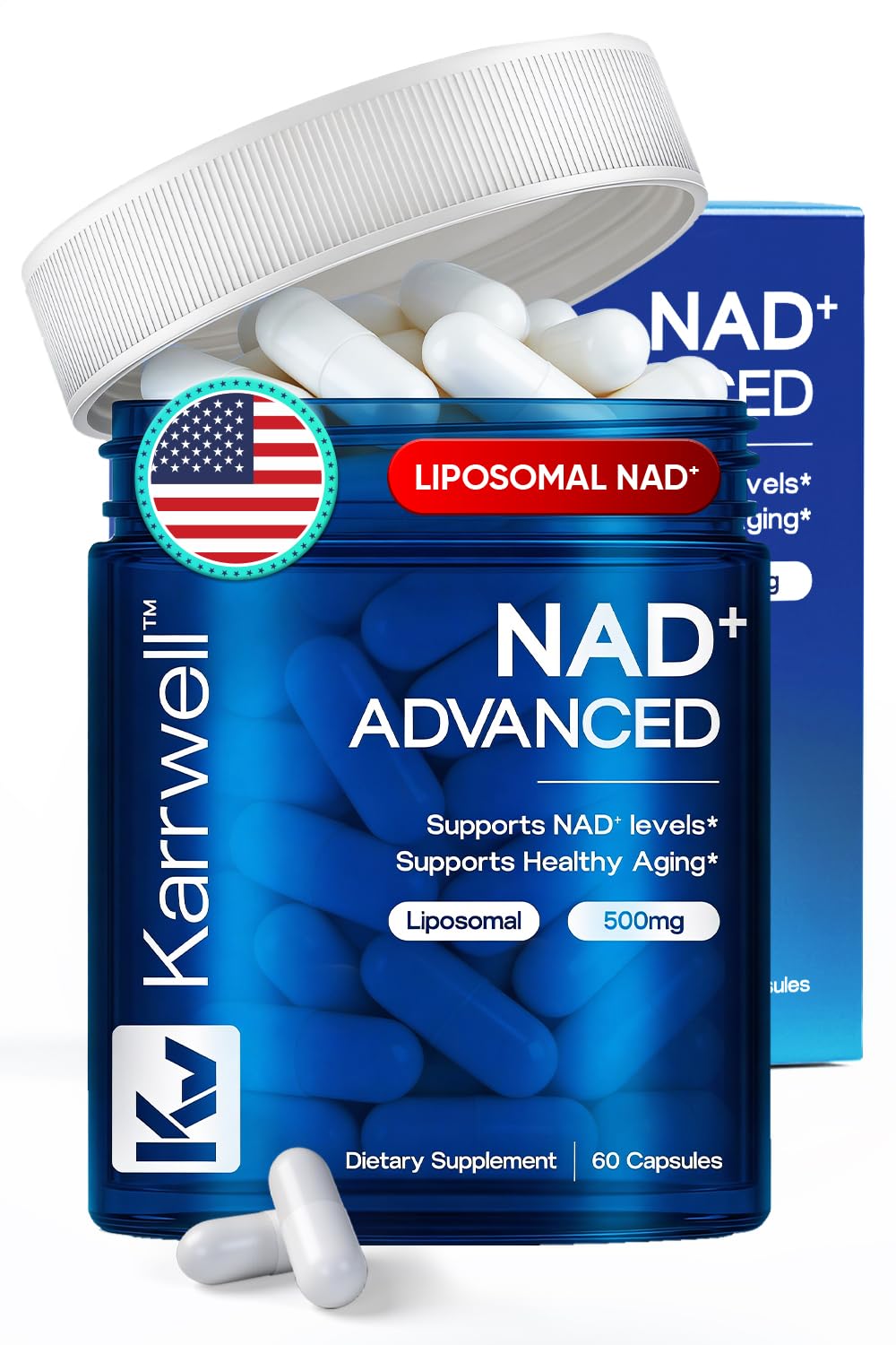 Karrwell NAD+ Advanced 500MG Liposomal NAD+ with Resveratrol - NAD Supplement for Men & Women - NMN Alternative for Cellular Energy & Healthy Aging - 60 Capsules, 30 Day Supply Karrwell buy supplements canada