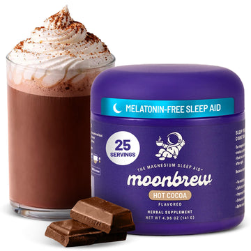 MoonBrew Nighttime Magnesium Hot Cocoa Jar, Natural Sleep Aid Drink Mix for Adults - Calming Melatonin-Free Sleep Support - Sleepy Hot Chocolate Powder with L-Theanine, MoonBrew buy supplements canada
