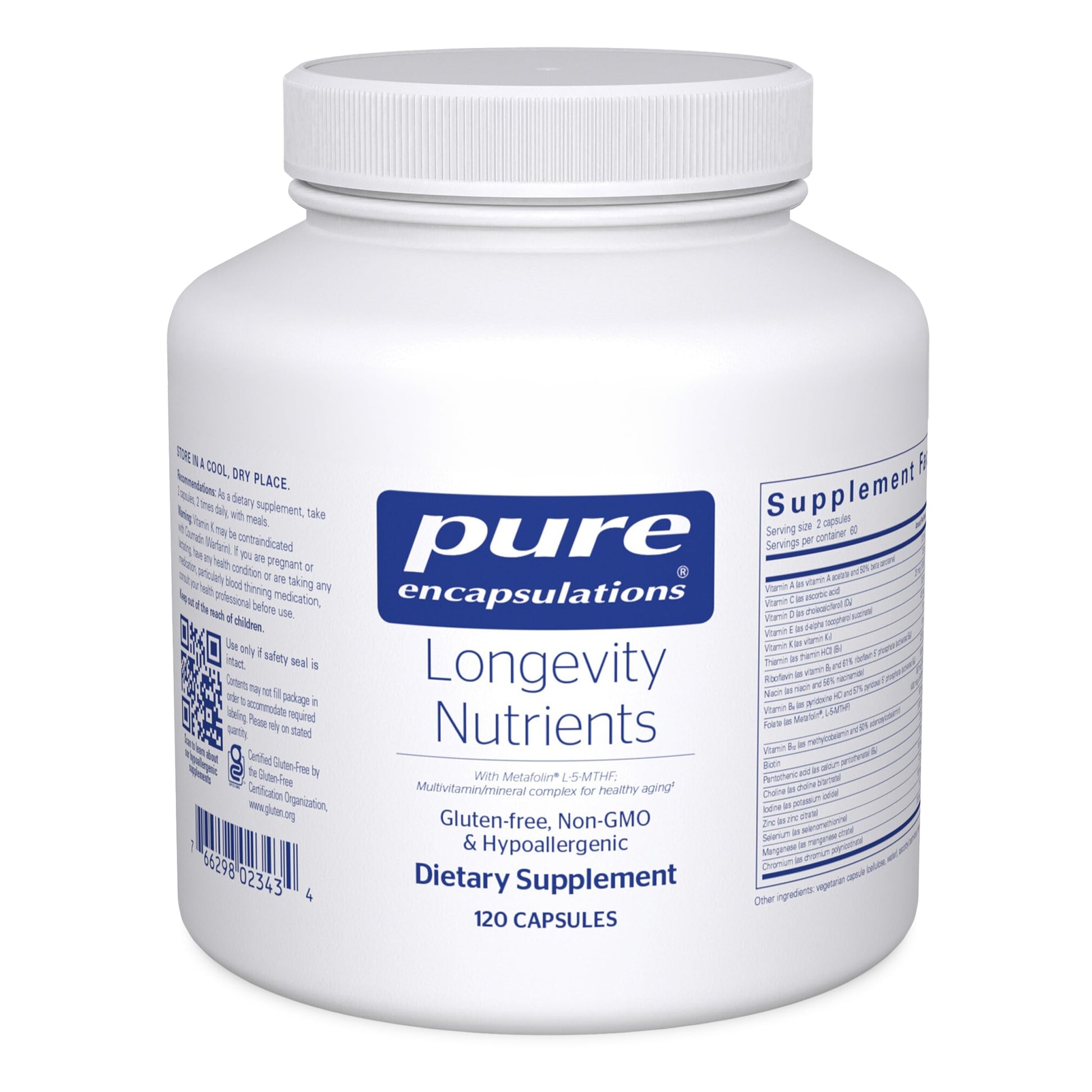 Pure Encapsulations Longevity Nutrients | Multivitamin/Mineral Complex to Support Healthy Aging, Brain Function, Eyes, Bones, and Vascular Health* | 120 Capsules Pure Encapsulations buy supplements canada