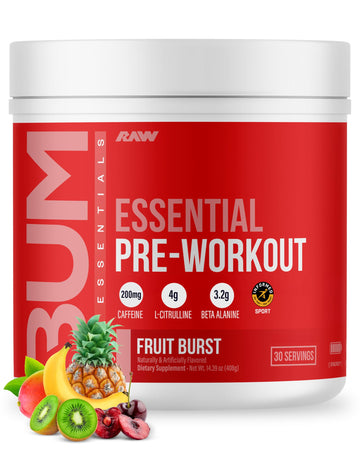 RAW Essential Pre-Workout Powder (Fruit Burst) - Chris Bumstead Sports Nutrition Supplement for Men & Women - Preworkout Energy Powder with Caffeine RAW buy supplements canada