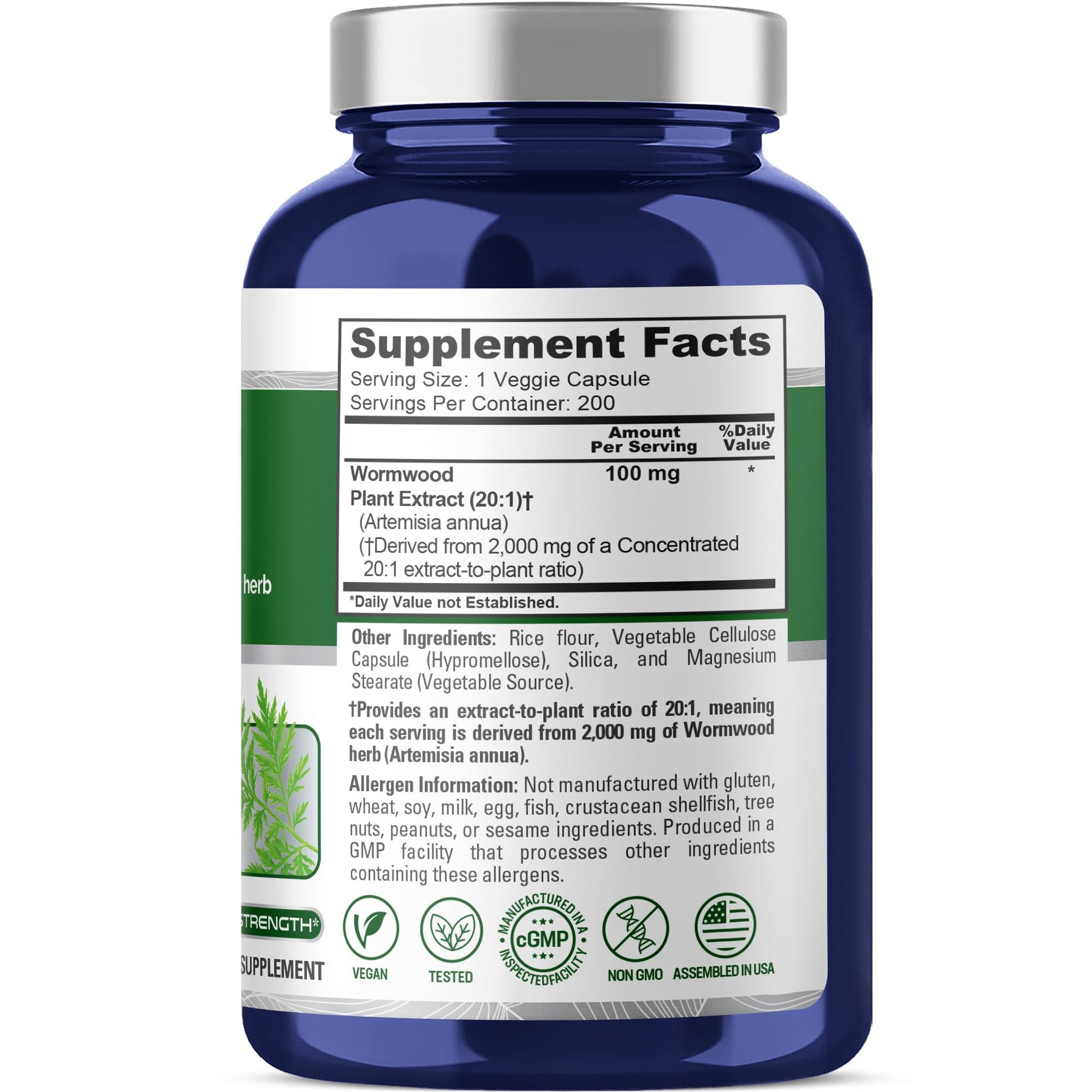 NusaPure Wormwood Capsules 2000mg | Artemisia Annua Herb | 200 Count | Non-GMO & Vegan Supplement NusaPure buy supplements canada