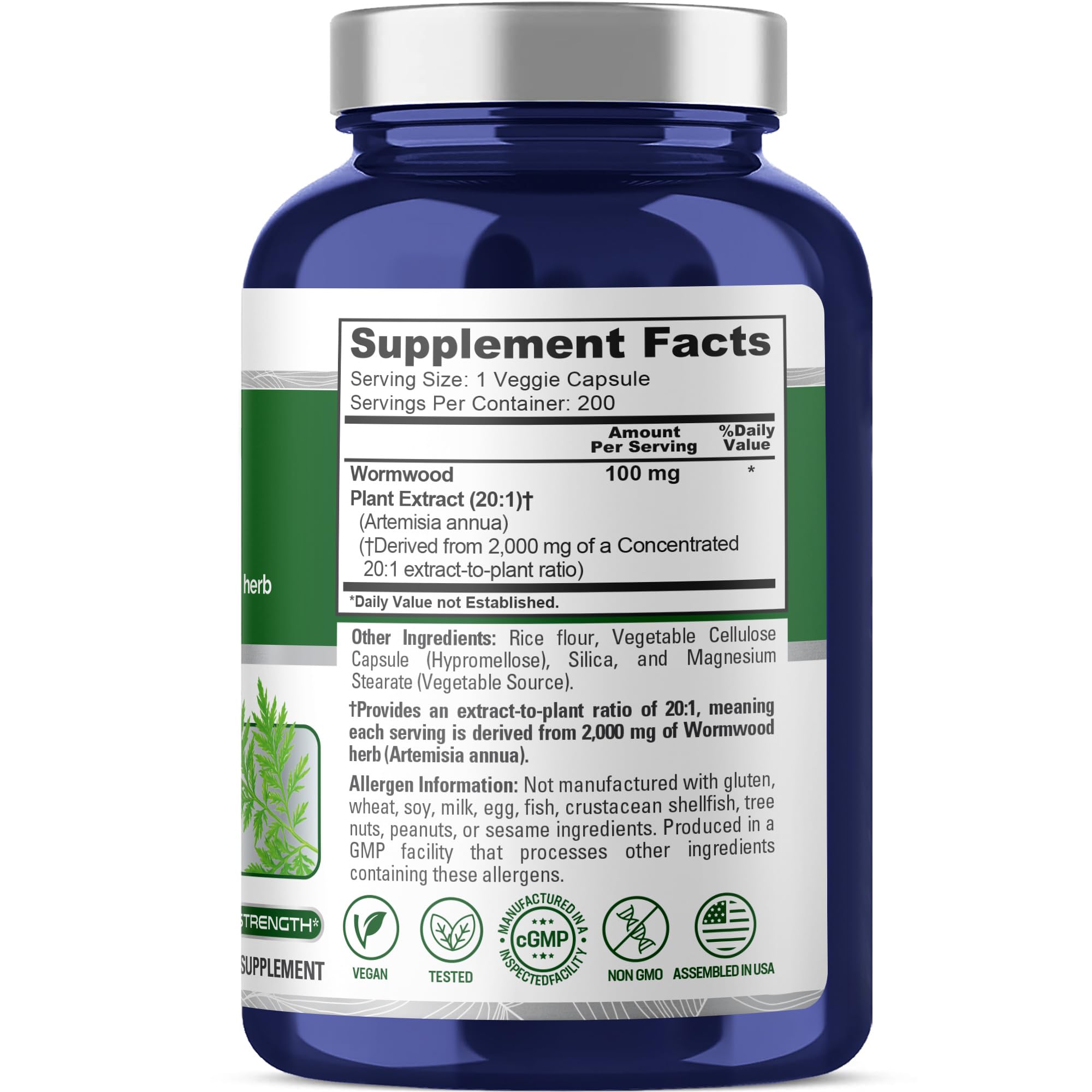 NusaPure Wormwood Capsules 2000mg | Artemisia Annua Herb | 200 Count | Non-GMO & Vegan Supplement NusaPure buy supplements canada