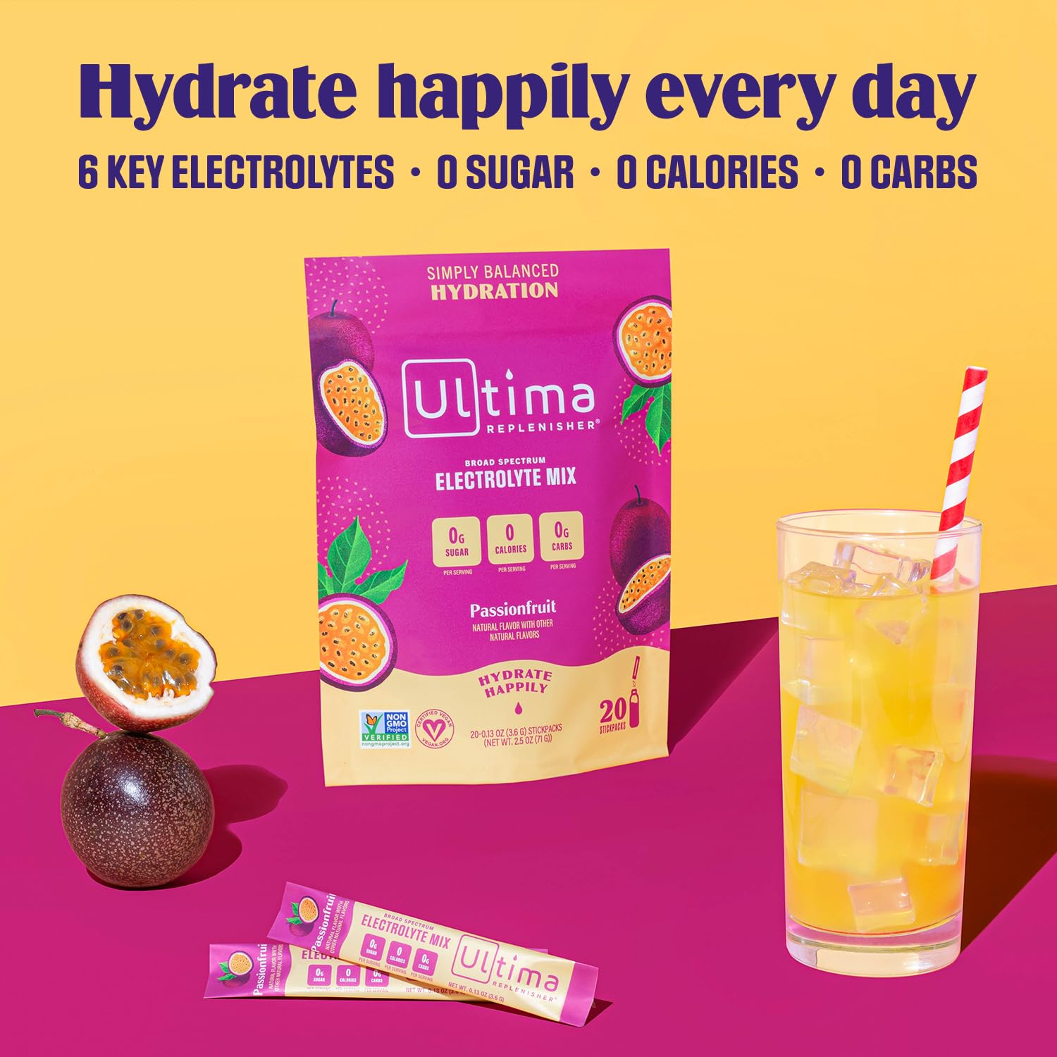 Ultima Replenisher Daily Electrolyte Drink Mix – Passionfruit, 20 Stickpacks – Hydration Ultima Replenisher buy supplements canada