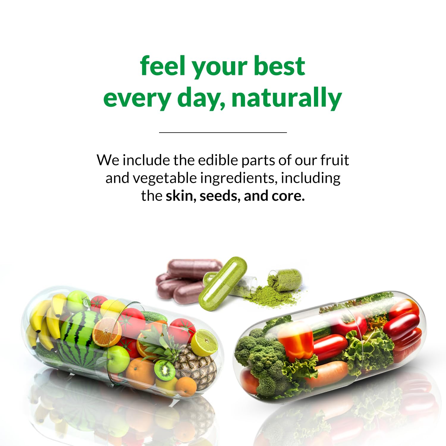 HOMERECORE Whole Food Fruits & Veggies Supplement Plant-Based, Vegan, Gluten-Free, Soy-Free No Fillers Natural Superfoods Boost Energy & Immune System for Men & Women 90 Fruit & 90 Veggie Capsules HOMERECORE buy supplements canada