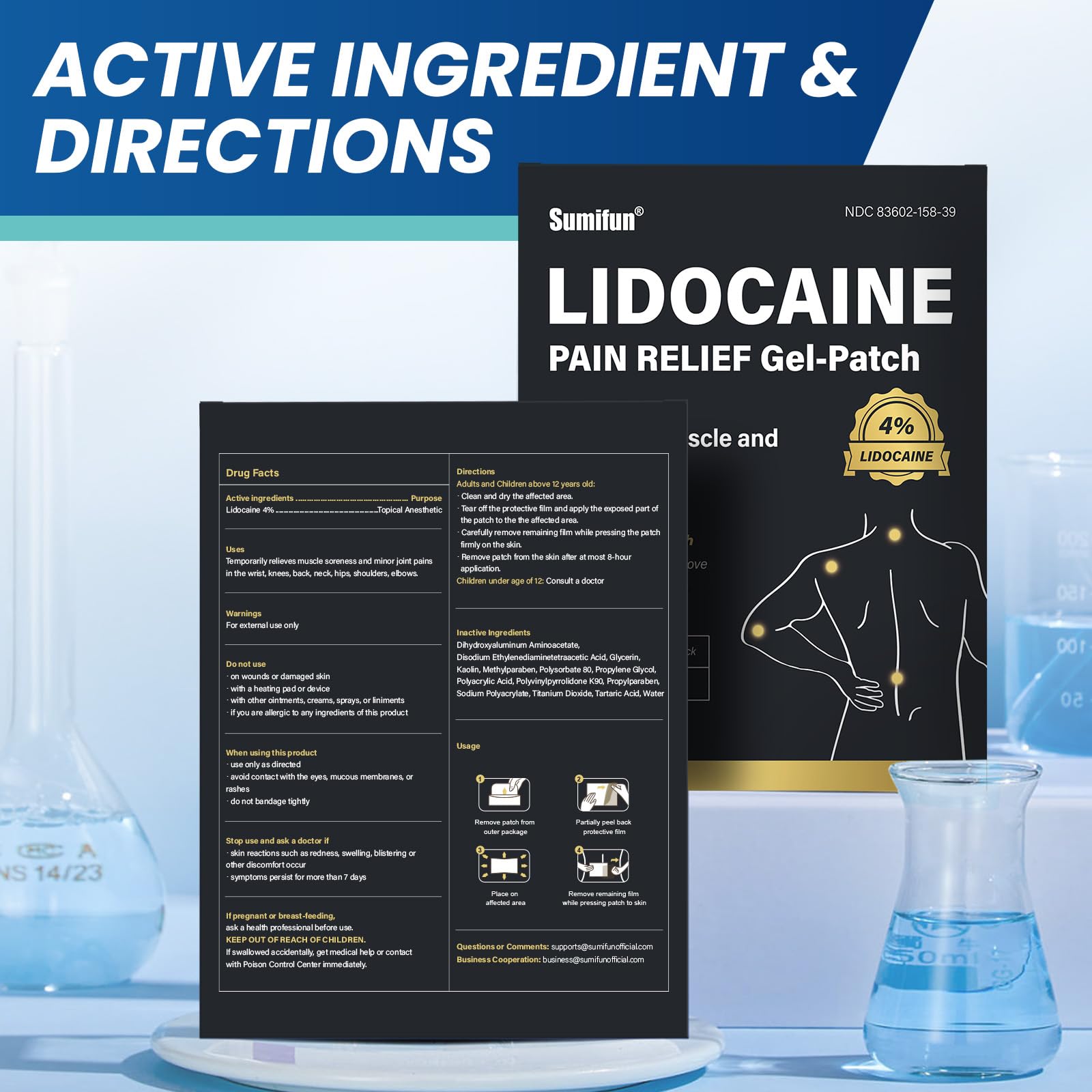 Sumifun 4% Lidocaine Patches,Maximum Strength Pain Relieving Patch Back, Shoulder, Joints, Knee Pain Relief and Muscle Soreness - 8 Hour Pain Relief (39 Count(Pack of 1)) Sumifun buy supplements canada