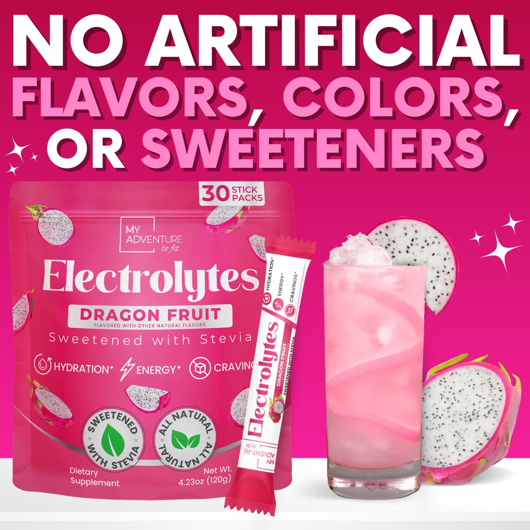 Zero Sugar Dragon Fruit Electrolytes Sticks - Refreshing Hydration - Caffeine Free Energy with Natural Ingredients - Vegan, Keto & Paleo My Adventure to Fit buy supplements canada