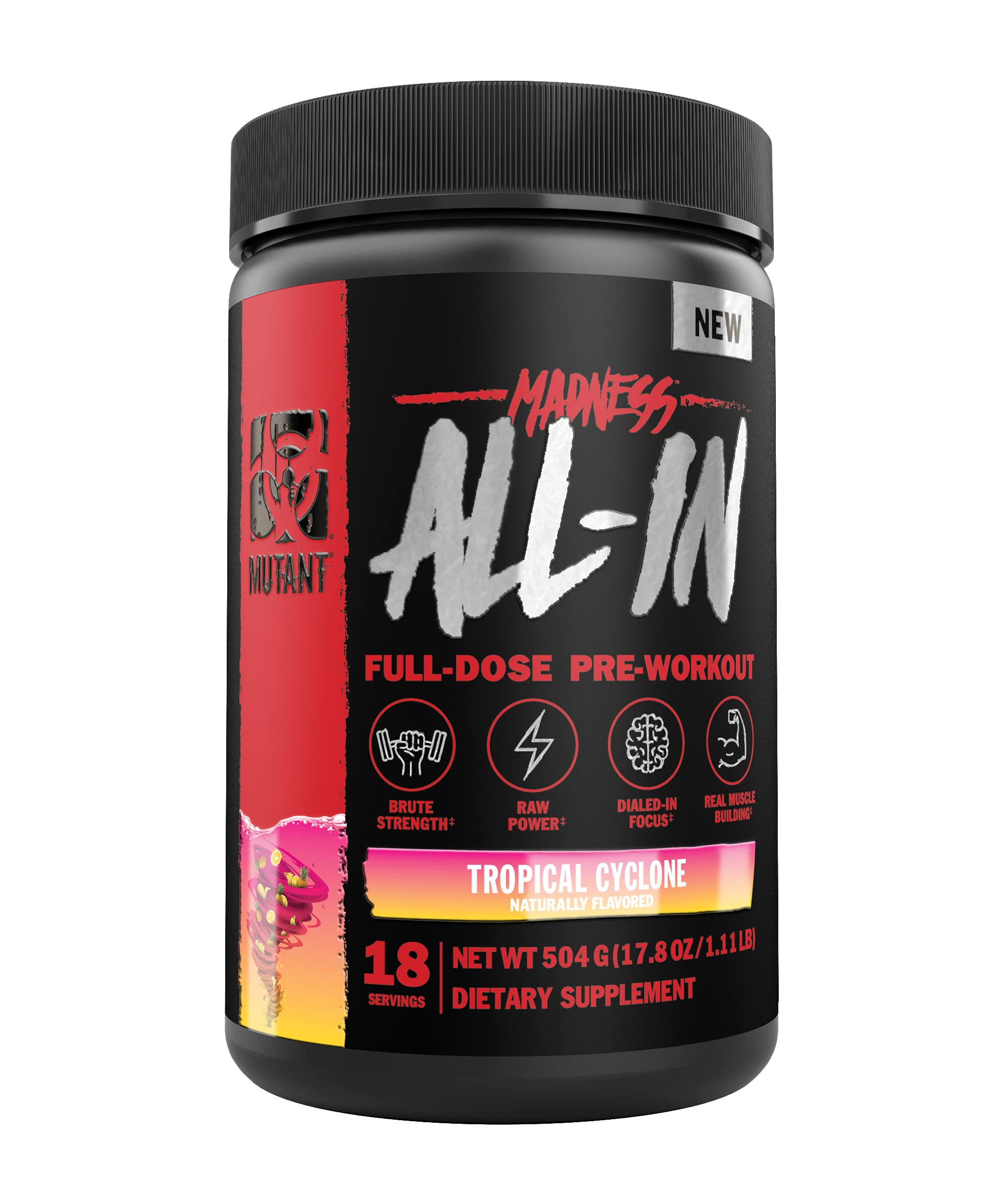 Mutant Madness All-in | Full Dosed Pre-Workout - Tropical Cyclone - 18 Serving - 504 g Mutant buy supplements canada