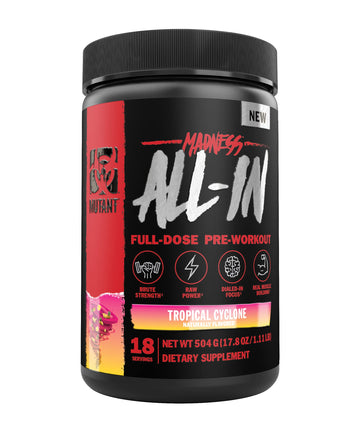Mutant Madness All-in | Full Dosed Pre-Workout - Tropical Cyclone - 18 Serving - 504 g Mutant buy supplements canada