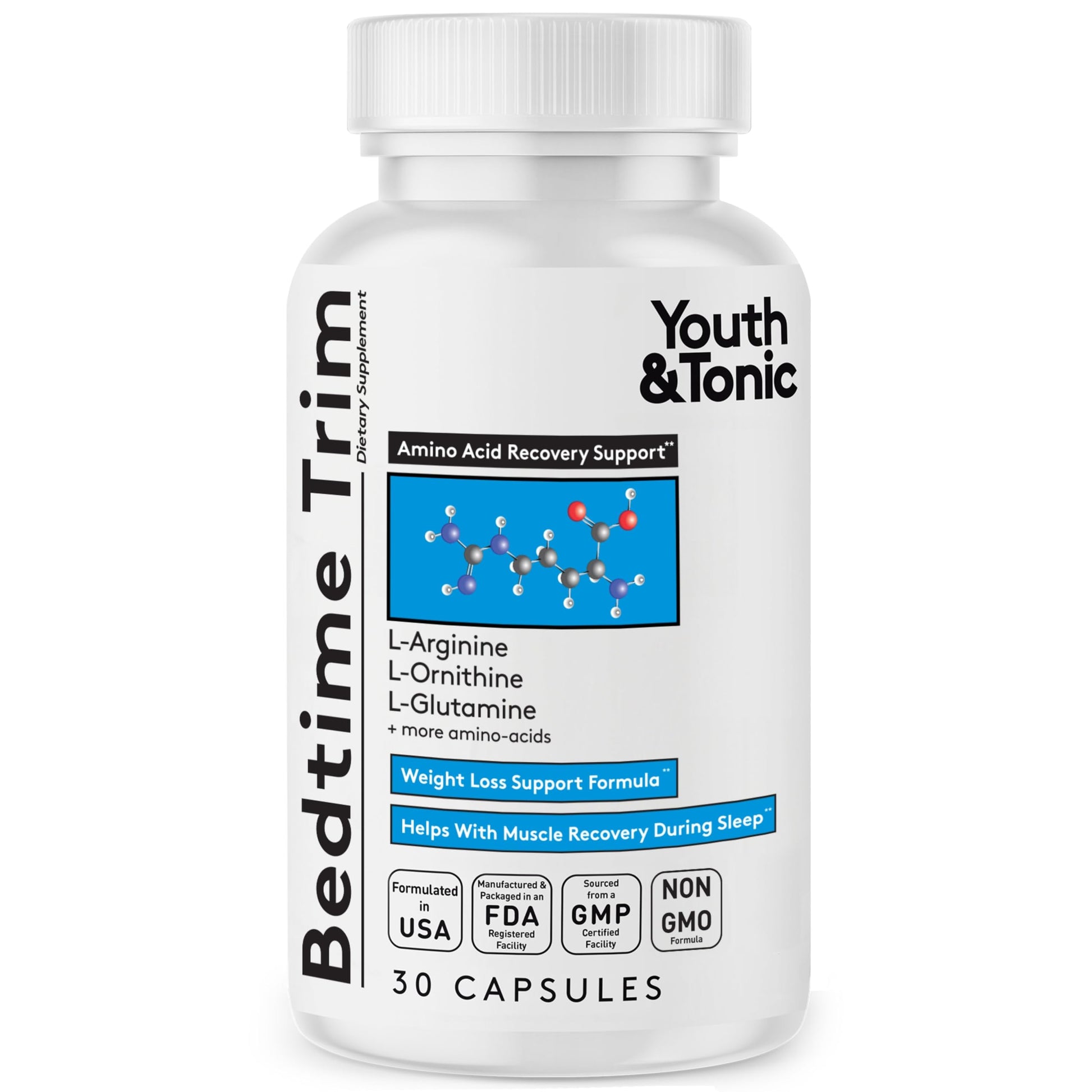 Youth & Tonic PM Bedtime Trim for Lean Appearance & Muscle Definition Support – Nighttime Amino Acids Supplement for Overnight Recovery, Men & Women, 30 Capsules Youth & Tonic buy supplements canada
