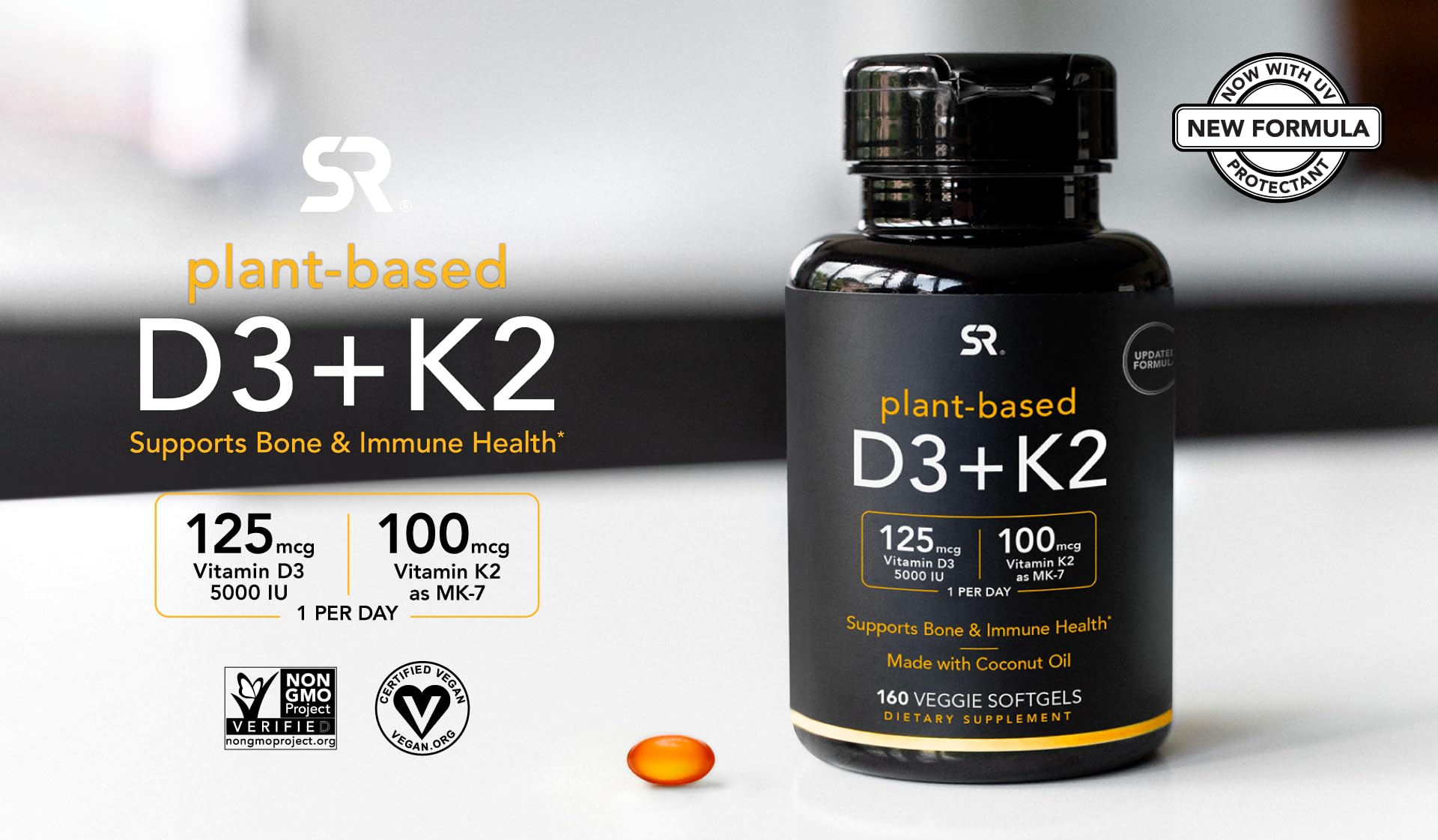 (Pack of 1) 160 Vegan Certified, Non GMO Liquid Softgels rozzunSports Research Vitamin Rozzun Creative Vision buy supplements canada