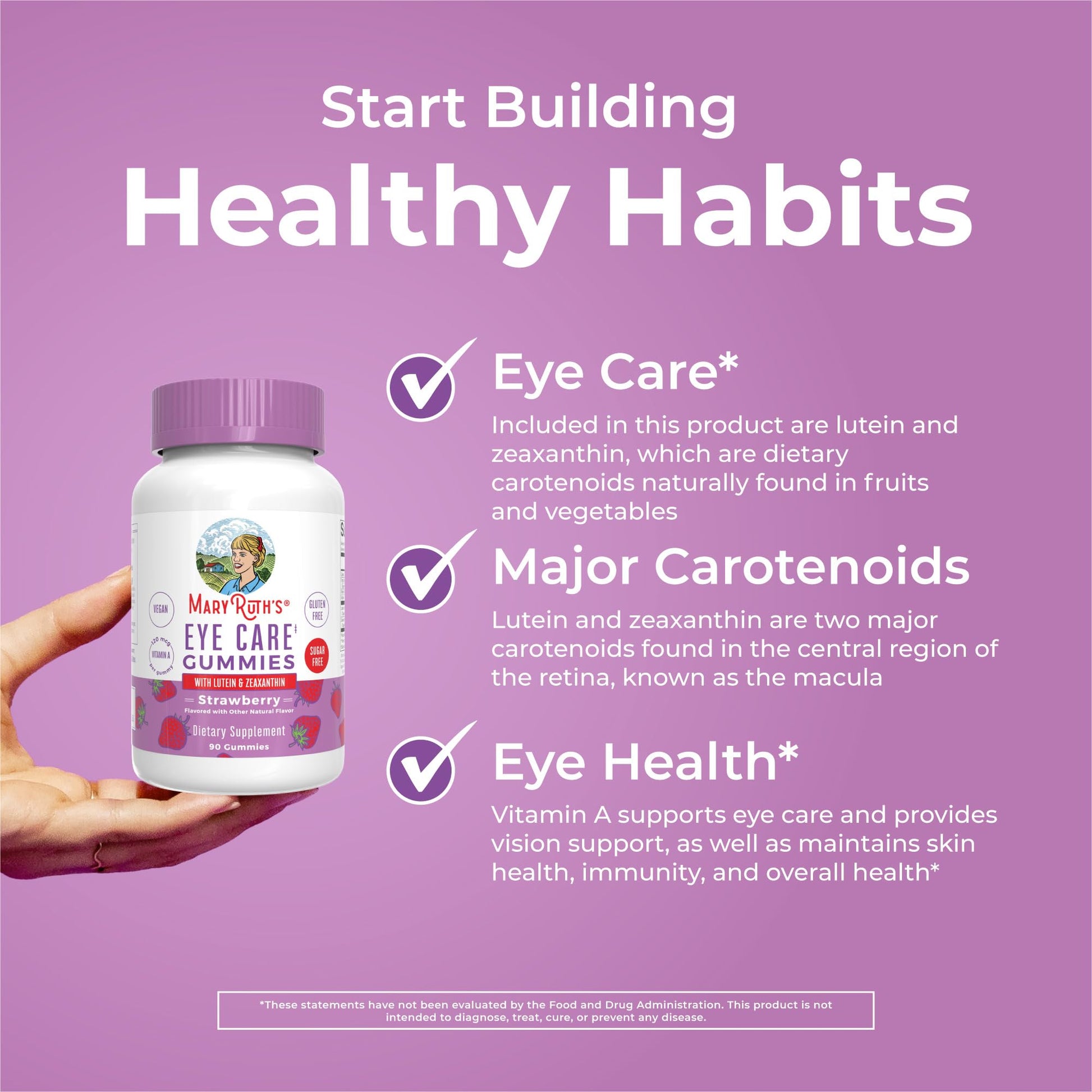 MaryRuth Organics Eye Care Gummies | Eye Health Vitamins for Adults and Kids | Lutein and Zeaxanthin Supplements | for Eyes | Vegan | Non-GMO | Gluten Free | 90 Count MARYRUTH'S buy supplements canada