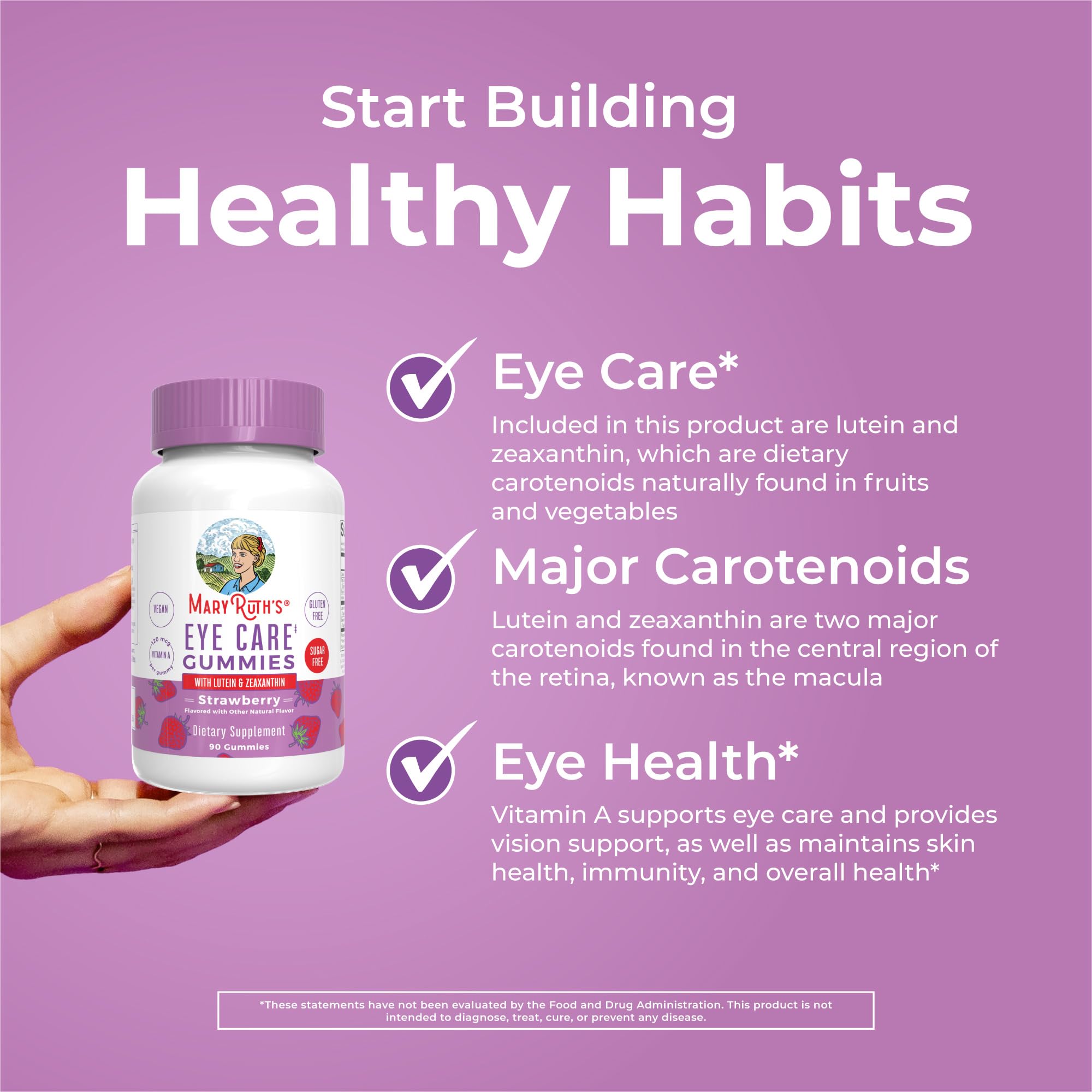 MaryRuth Organics Eye Care Gummies | Eye Health Vitamins for Adults and Kids | Lutein and Zeaxanthin Supplements | for Eyes | Vegan | Non-GMO | Gluten Free | 90 Count MARYRUTH'S buy supplements canada