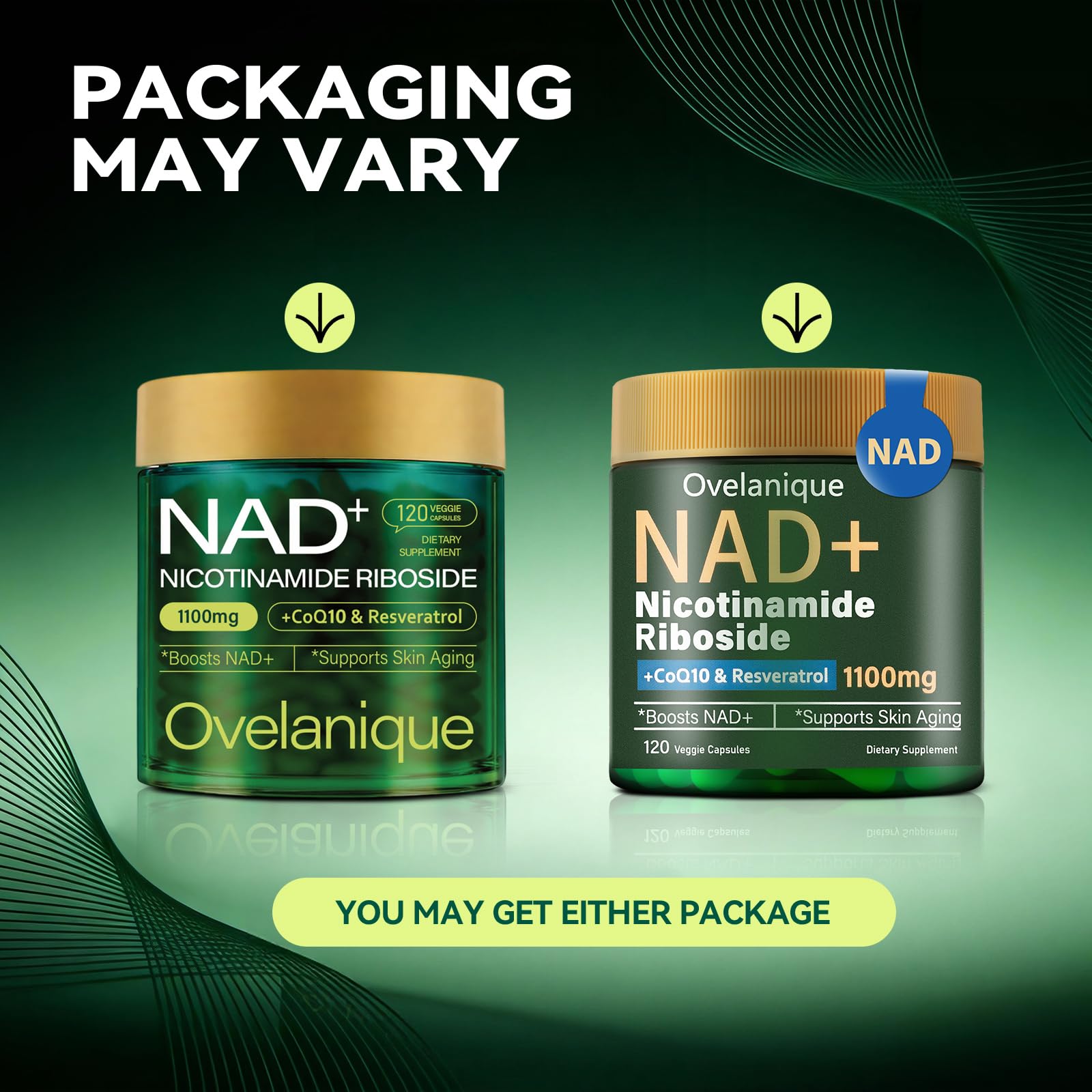 Ovelanique NAD Supplement with Nicotinamide Riboside & Resveratrol |NMNH Supplement Alternative| NAD+ Complex with Quercetin Phytosome & CoQ10 | Liposomal Delivery,120 Capsules(Packaging May Vary) Ovelanique buy supplements canada