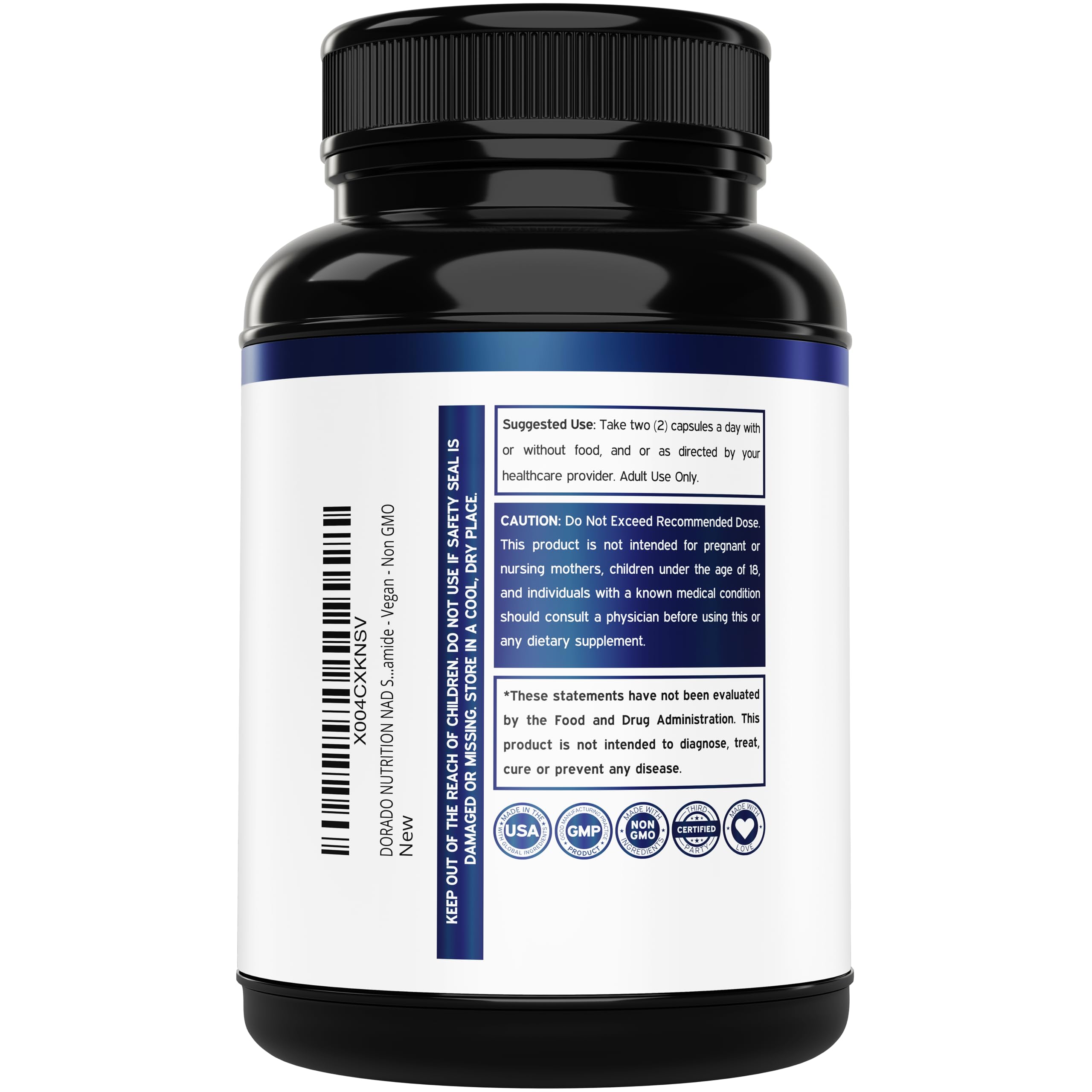 NAD Supplement (500mg of 95% Pure NAD+ Per Serving) NMN Supplement, NAD Nicotinamide Riboside Support (Third Party Tested, Vegan Safe, Non-GMO, No Fillers, & Made in the USA - 30 Vegan Capsules) DORADO NUTRITION buy supplements canada