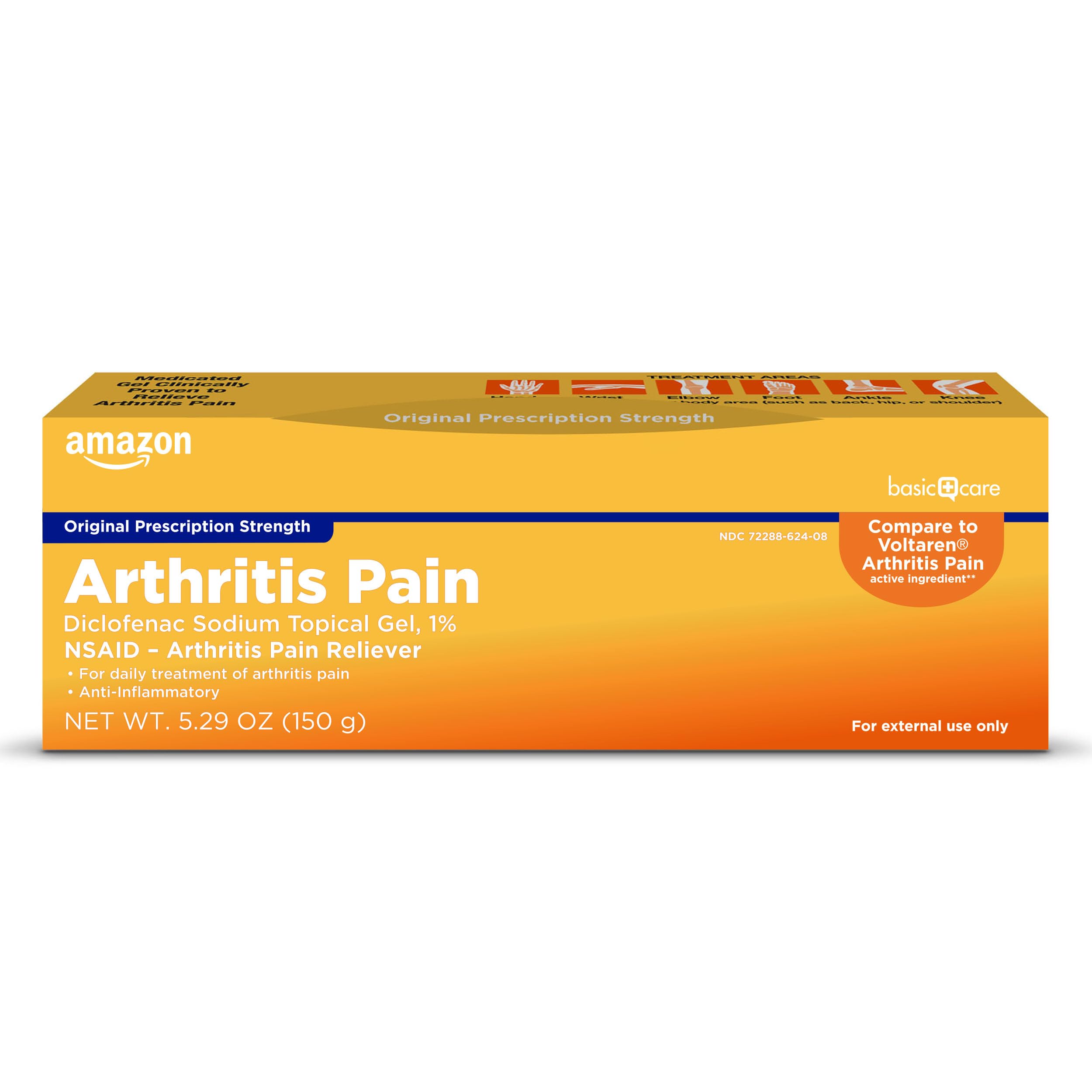 Amazon Basic Care Diclofenac Sodium Topical Gel, 1% (NSAID), Arthritis Pain Reliever for Hand, Wrist, Elbow, Foot, Ankle and Knee Pain Relief, 5.29 oz (150 grams) (Packaging may vary) Amazon Basic Care buy supplements canada