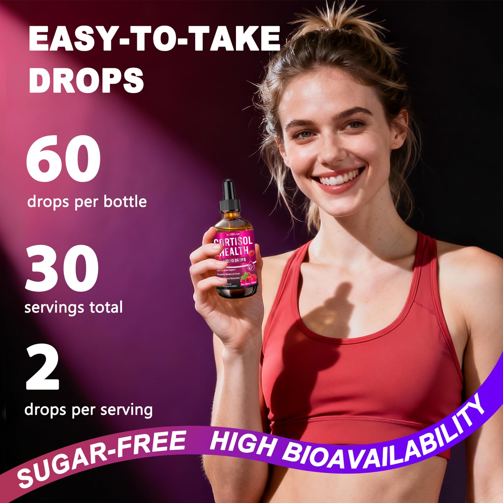 WellBloom Cortisol Reducer for Women & Men with Magnesium Glycinate, Ashwagandha, L-Theanine - Supports Stress Relief, Sleep & Heart Health, Nerves, Muscles - 2 Fl Oz WellBloom buy supplements canada