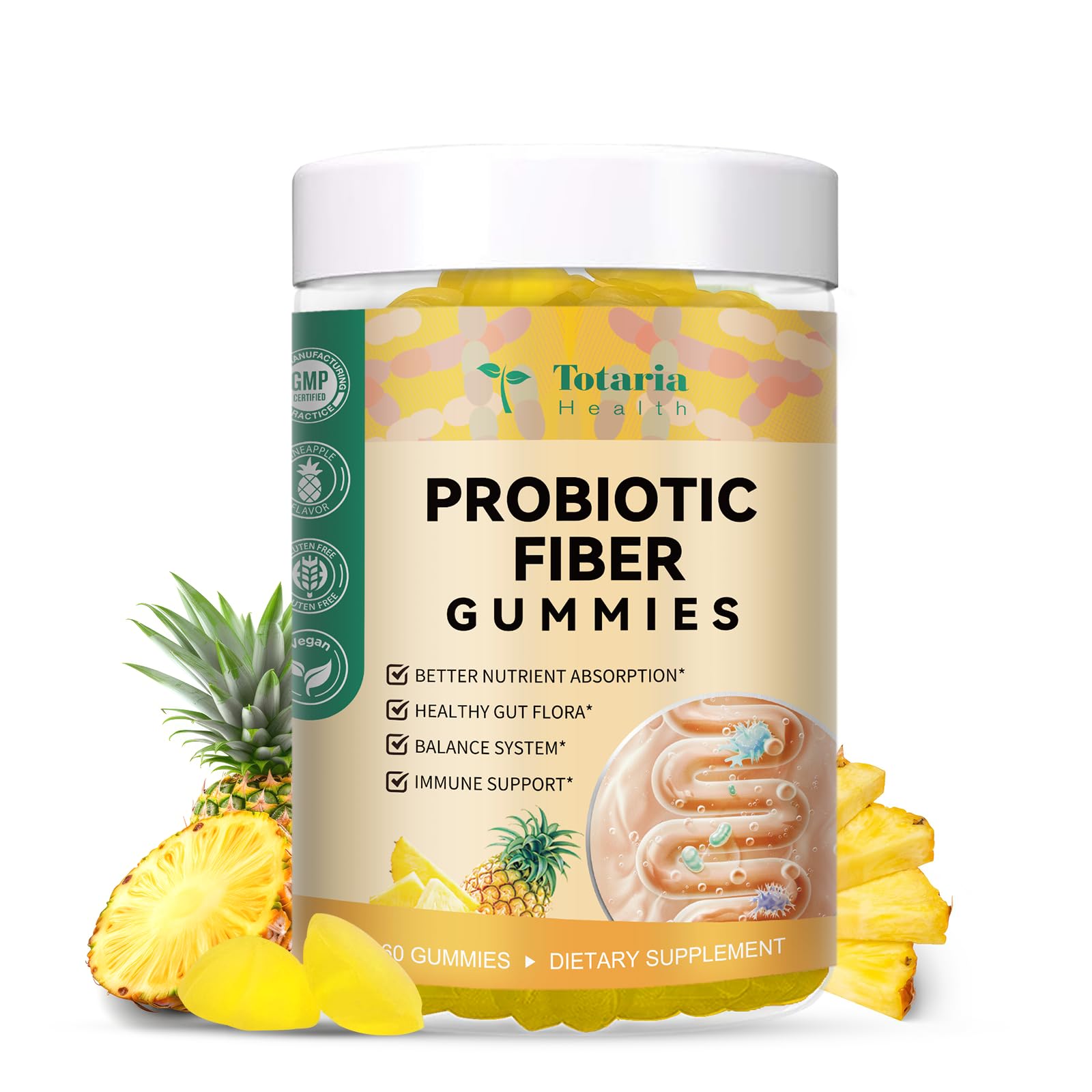 9-in-1 Probiotic Prebiotic Fiber Gummies for Adults & Teens, Fiber Supplement Pro with 5 Billion CFU Bacillus Coagulans, Psyllium Husk, FOS, Inulin, ACV for Digestion Totaria buy supplements canada