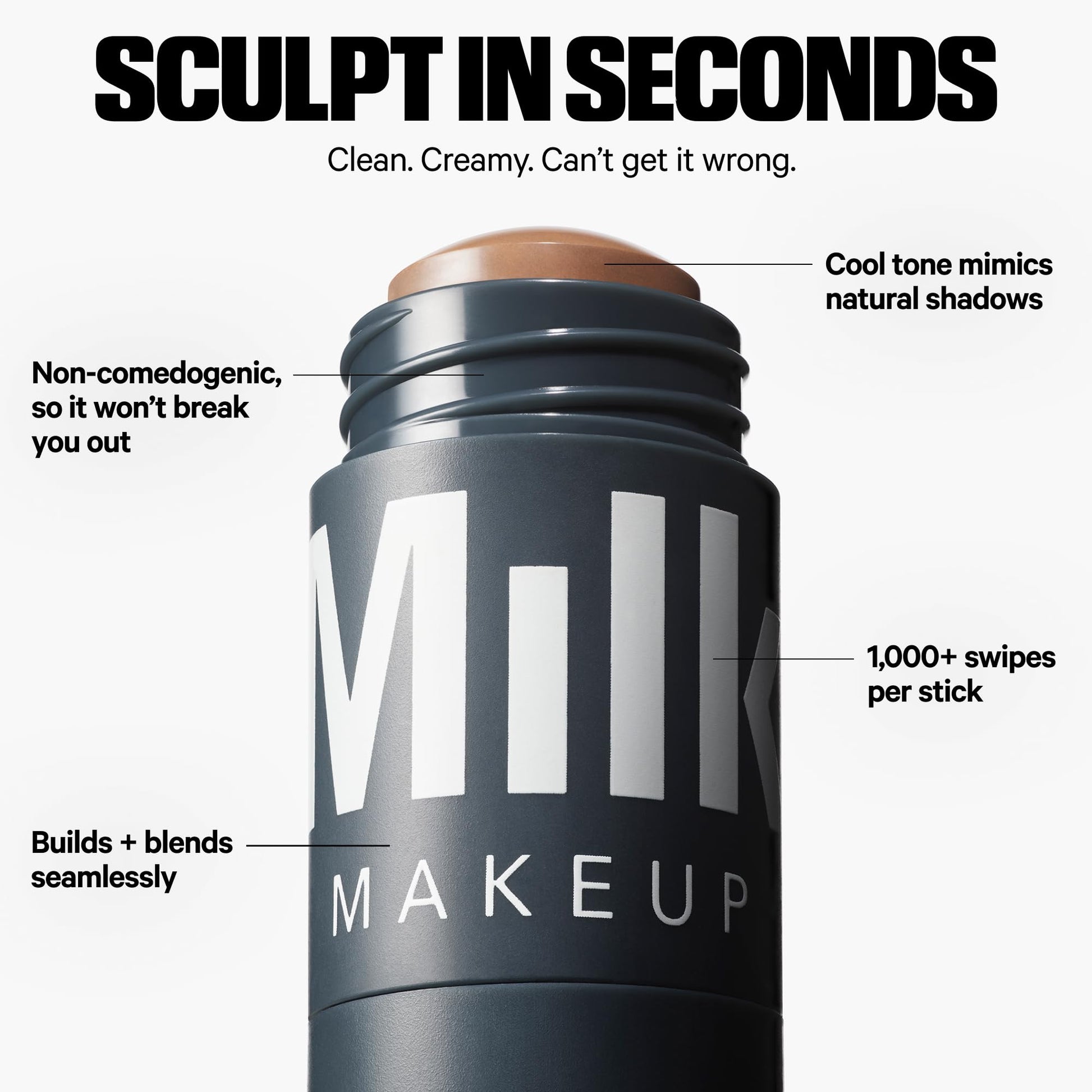 Milk Makeup Sculpt Stick – Cool-Toned Cream Contour Stick Adds Depth, Dimension + Shape for Natural-Looking Shadows – Hydrating, Buildable Formula w/Thyme Extract – Toasted (Fair to Light), 0.19 oz Milk Makeup buy supplements canada