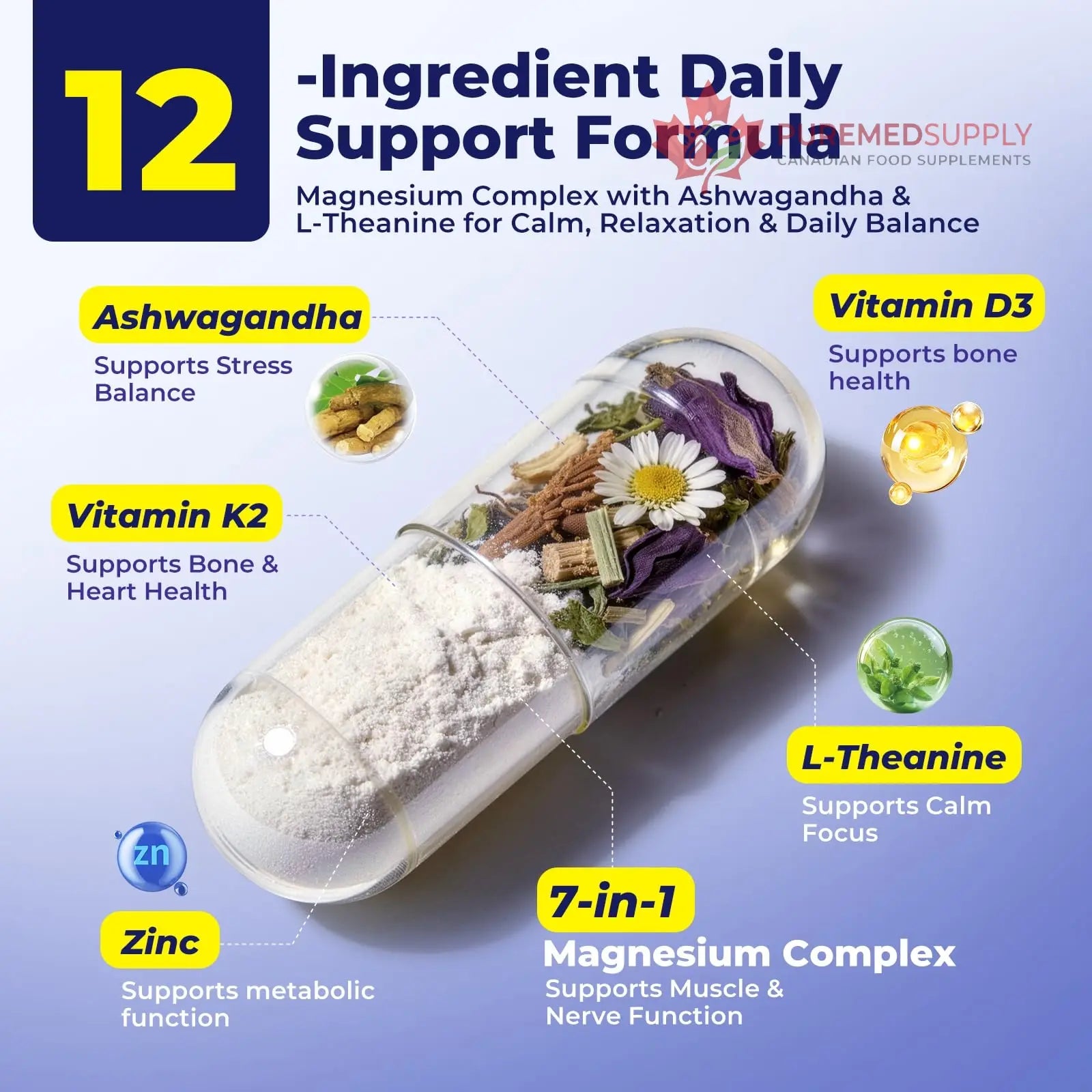 Magnesium Complex for Women & Men 1100mg, 7-in-1 Magnesium Supplement with Ashwagandha & L-Theanine for Calm & Sleep Support, High Absorption, Vegan 120 Capsules Zytheron buy supplements canada