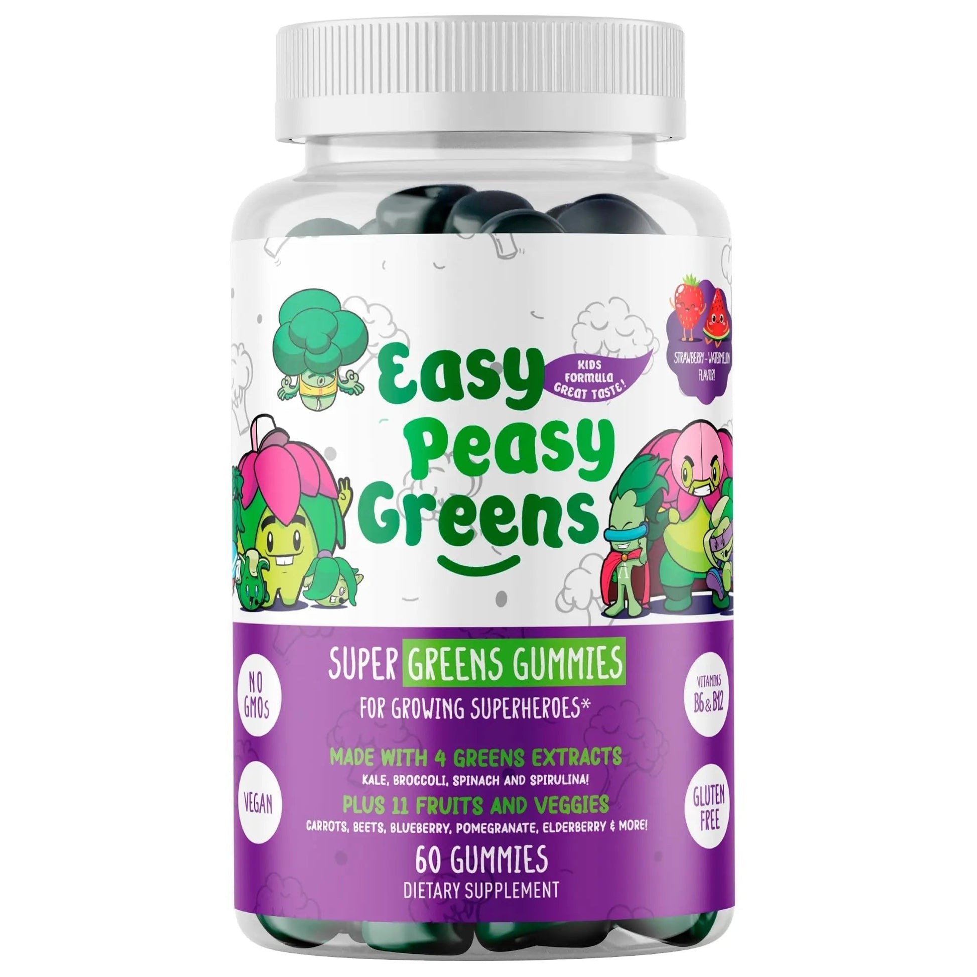EasyPeasyGreens Daily Veggie Gummies for Kids - 60 Greens Gummies - Helps Picky Eaters Get Their Veggies in EASY PEASY GREENS buy supplements canada
