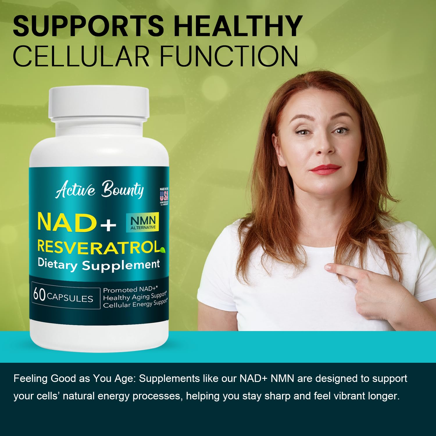 NAD+ Resveratrol Supplement with Quercetin – NMN Alternative for Cellular Energy Support, Focus & Healthy Aging – High Potency 500mg NAD+ Formula, Vegan, Non-GMO, Gluten-Free, Made in USA, 60 Capsules Active Bounty buy supplements canada