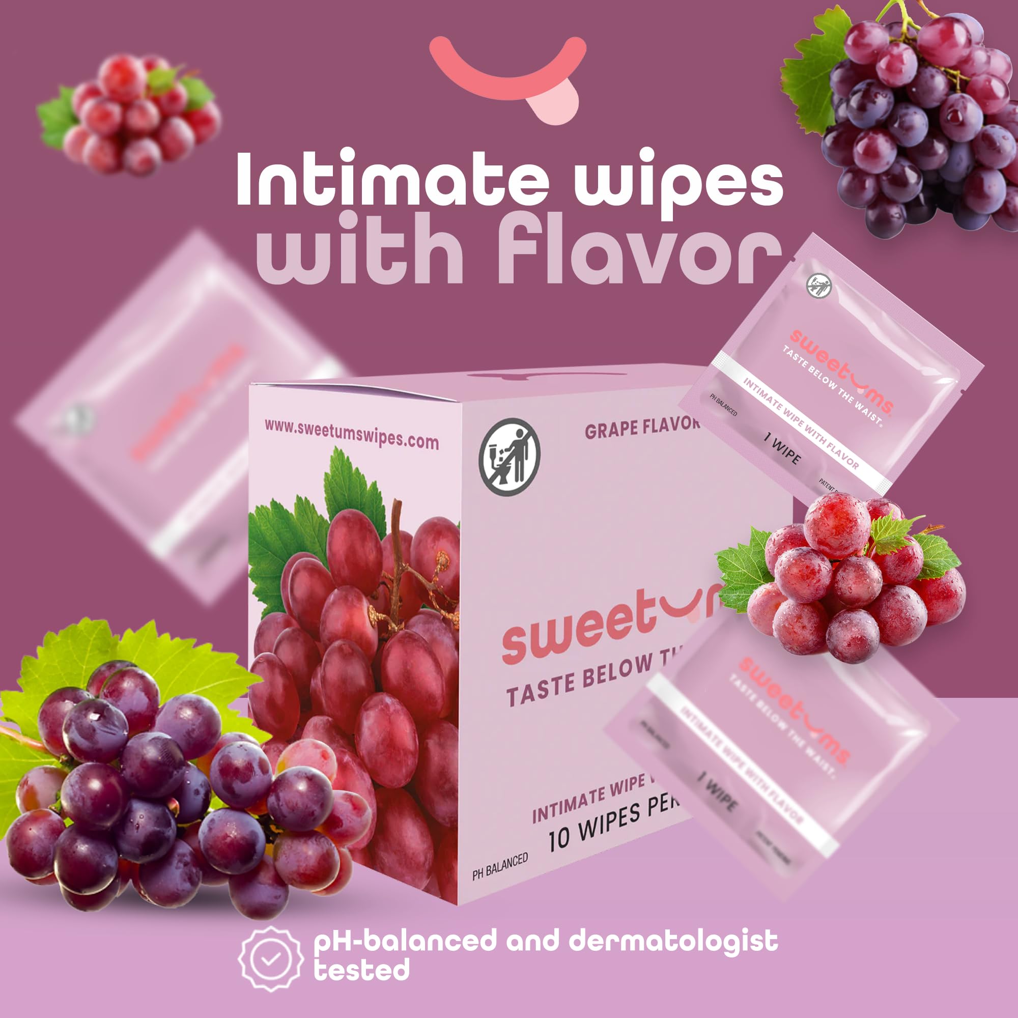 Sweetums Feminine Wipes For Women, Individually Wrapped - pH Balanced Flavored Intimate Wipes Sweetums buy supplements canada