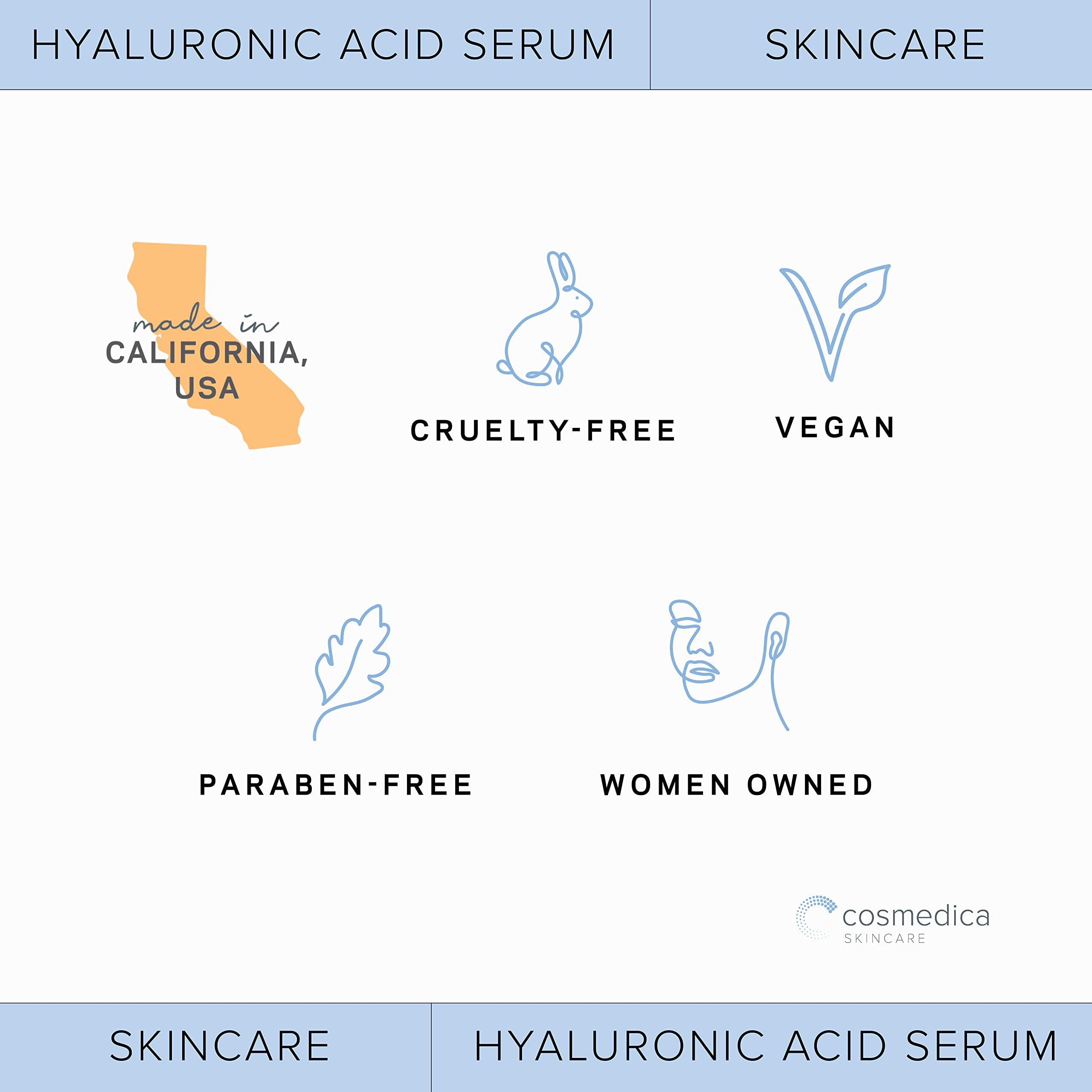 Hyaluronic Acid Serum for Skin 100% Pure Anti Aging Serum Intense Hydration Cosmedica Skincare buy supplements canada