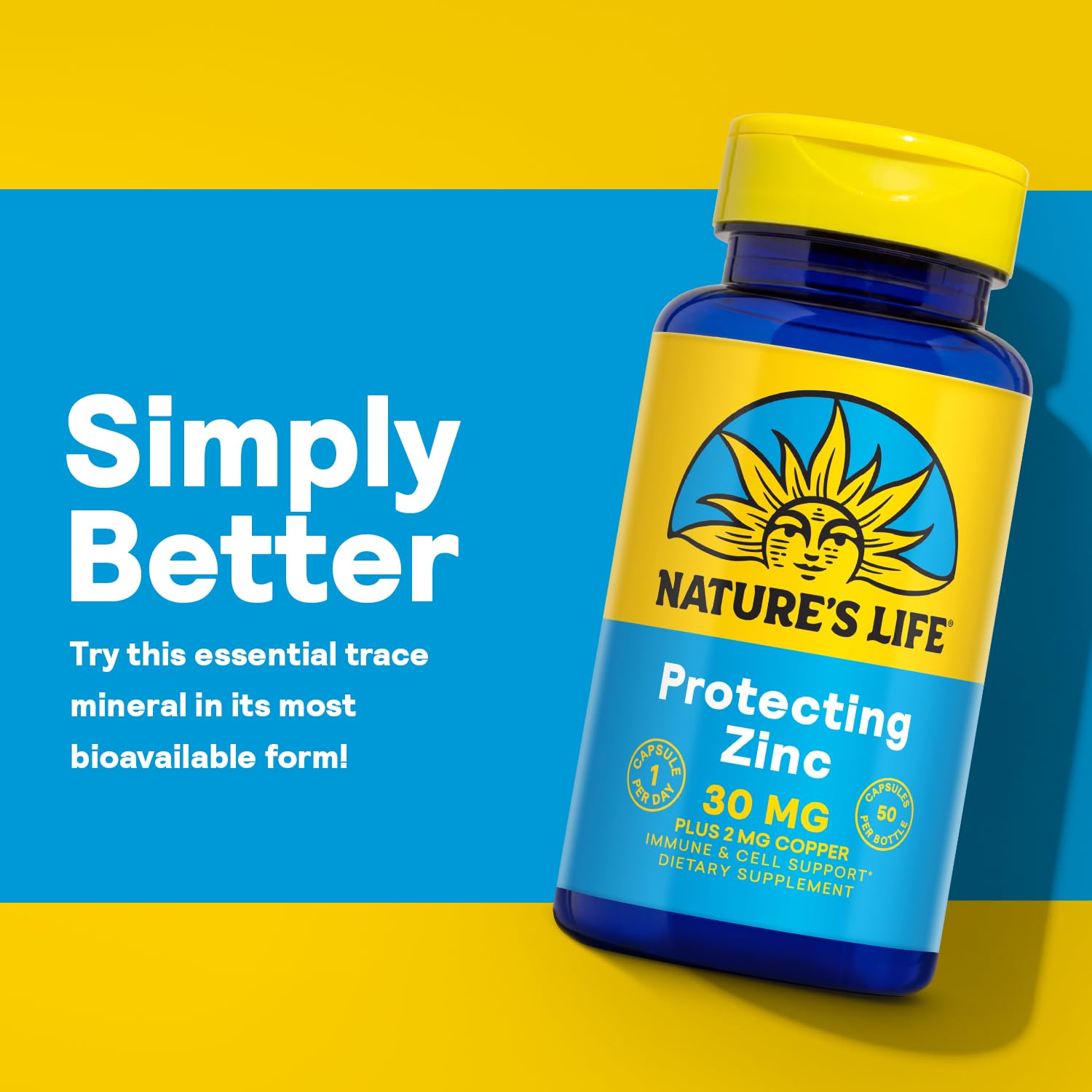 Nature's Life Zinc Picolinate 30mg Plus 2mg of Copper - Chelated Zinc Supplement for Immune, Cardiovascular, Skin, Cellular Function, and Muscle Support - 60-Day Guarantee - 50 Servings, 50 Capsules Nature's Life buy supplements canada