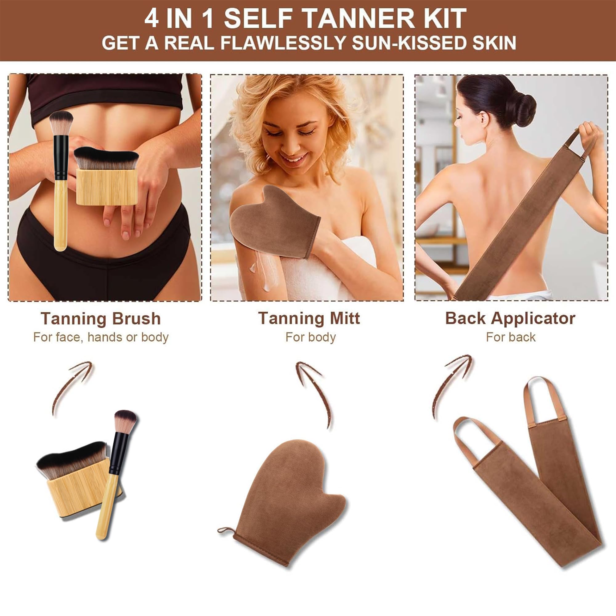 4 in 1 Luxury Velvet Tanning Mitt Self Tanning Mitt Applicator Self Tanner Brush Self Tanner Back Applicator ANSPHIE buy supplements canada