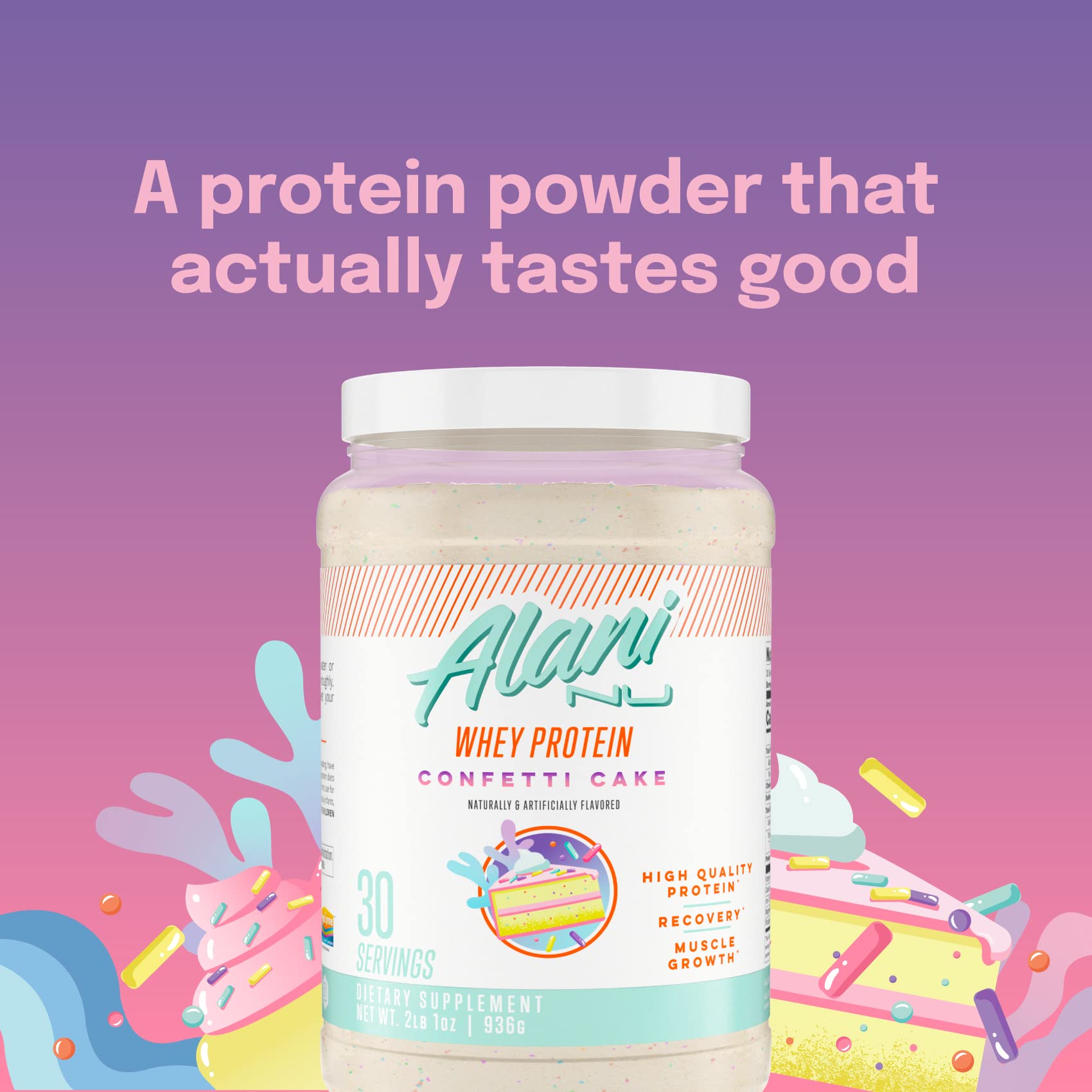 Alani Nu Whey Protein Powder Confetti Cake | 23g Protein with Low Sugar & Digestive Enzymes Alani Nu buy supplements canada