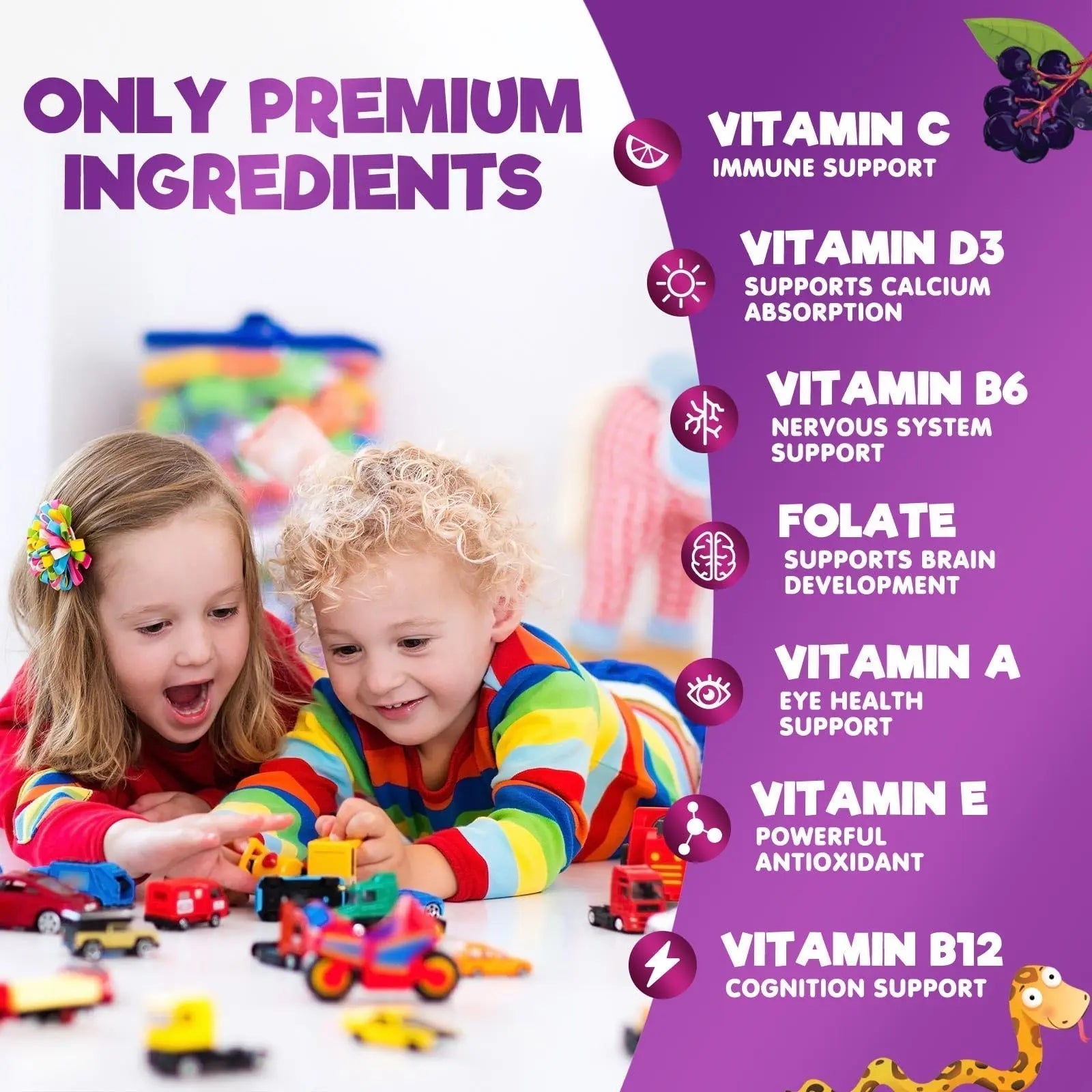 Multivitamin for Kids - Complete Daily Children's Multi Vitamin Gummies with Vitamin D, B Vitamins, Zinc & More - Energy, Memory Focus Nature's Nutrition buy supplements canada