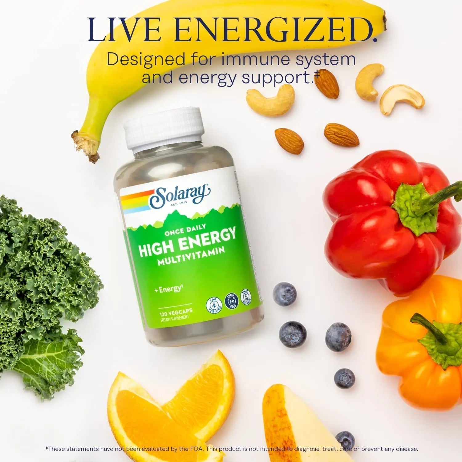 SOLARAY High Energy Multivitamin, No Iron, 1/Day, Timed-Release Formula, Whole Food & Herb Base 120 VegCaps SOLARAY buy supplements canada