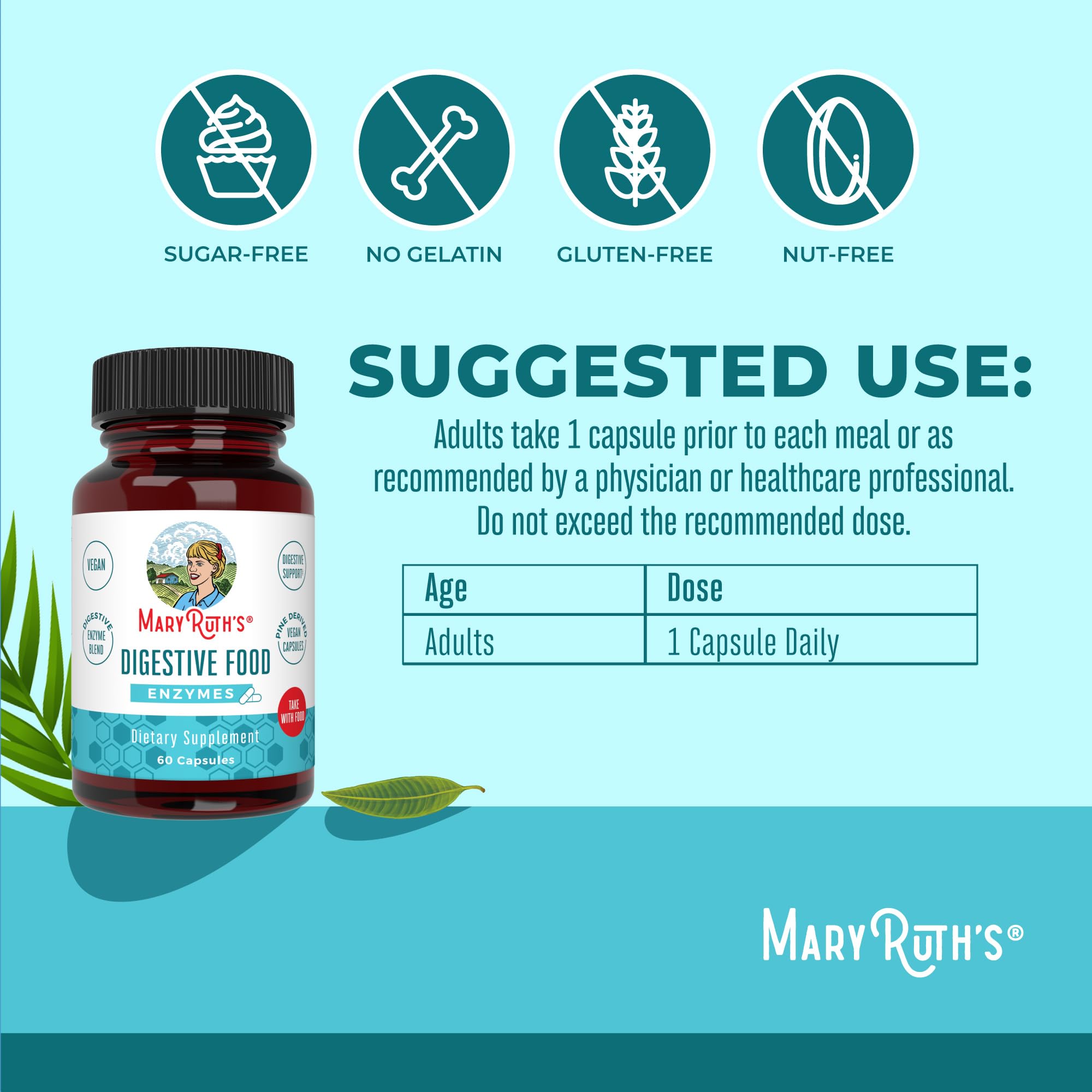 MaryRuth Organics Digestive Enzymes | Up to 2 Month Supply | Vegan Digestive Health Aid and Gut Health Enzyme Complex | Over 12 Enzymes | Vitamins B6 & B12 MARYRUTH'S buy supplements canada