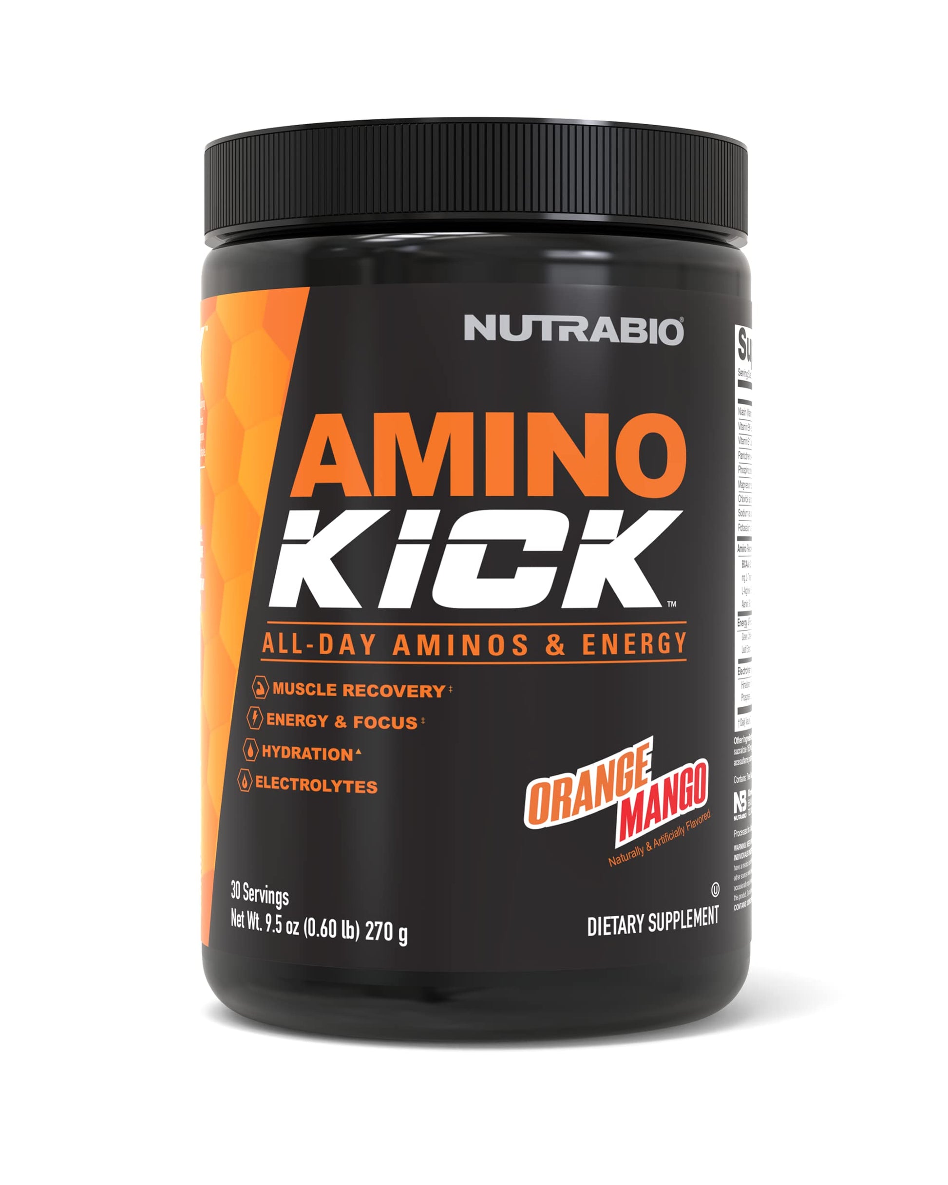 NutraBio Amino Kick - BCAA's, Electrolytes for Hydration, Natural Caffeine- 30 Servings NutraBio buy supplements canada