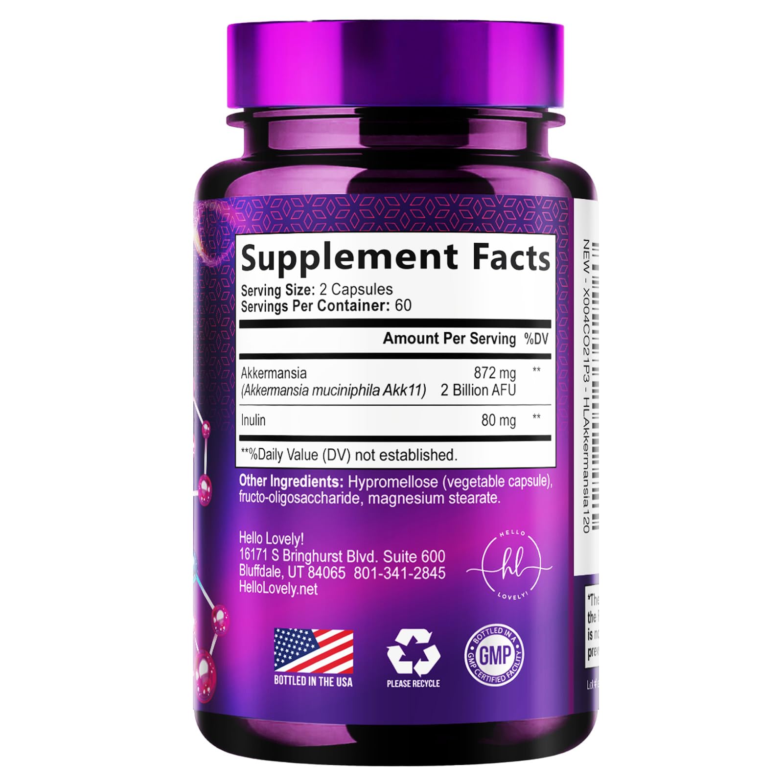 Akkermansia Probiotic - 2 Billion AFU per Serving - Best Strain for GLP-1 Production Support with Prebiotic Fiber for Natural Digestive & Gut Health Hello Lovely! buy supplements canada