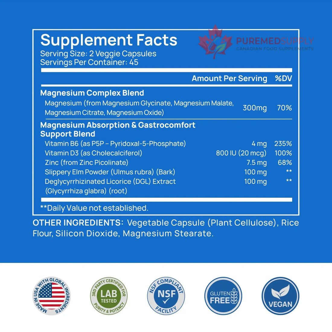 Selerb Magnesium Complex for Women and Men-Glycinate,Malate,Citrate,Oxide Supports Calm, Sleep, Muscle & Energy with D3, B6, Zinc, Slippery Elm & DGL Gentle on Stomach 90 Capsules Selerb buy supplements canada