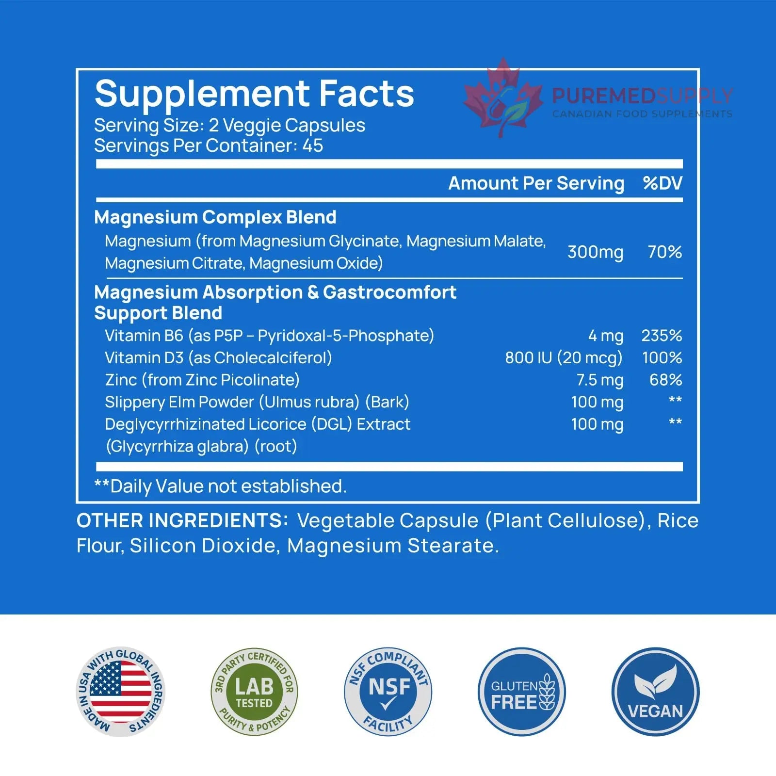 Selerb Magnesium Complex for Women and Men-Glycinate,Malate,Citrate,Oxide Supports Calm, Sleep, Muscle & Energy with D3, B6, Zinc, Slippery Elm & DGL Gentle on Stomach 90 Capsules Selerb buy supplements canada